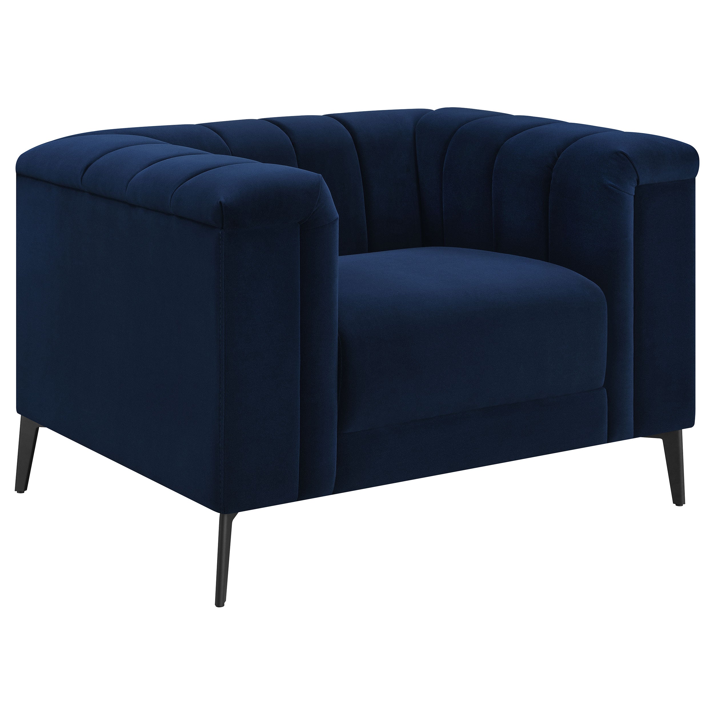 Chalet  Upholstered Tuxedo Arm Tufted Sofa Set Blue