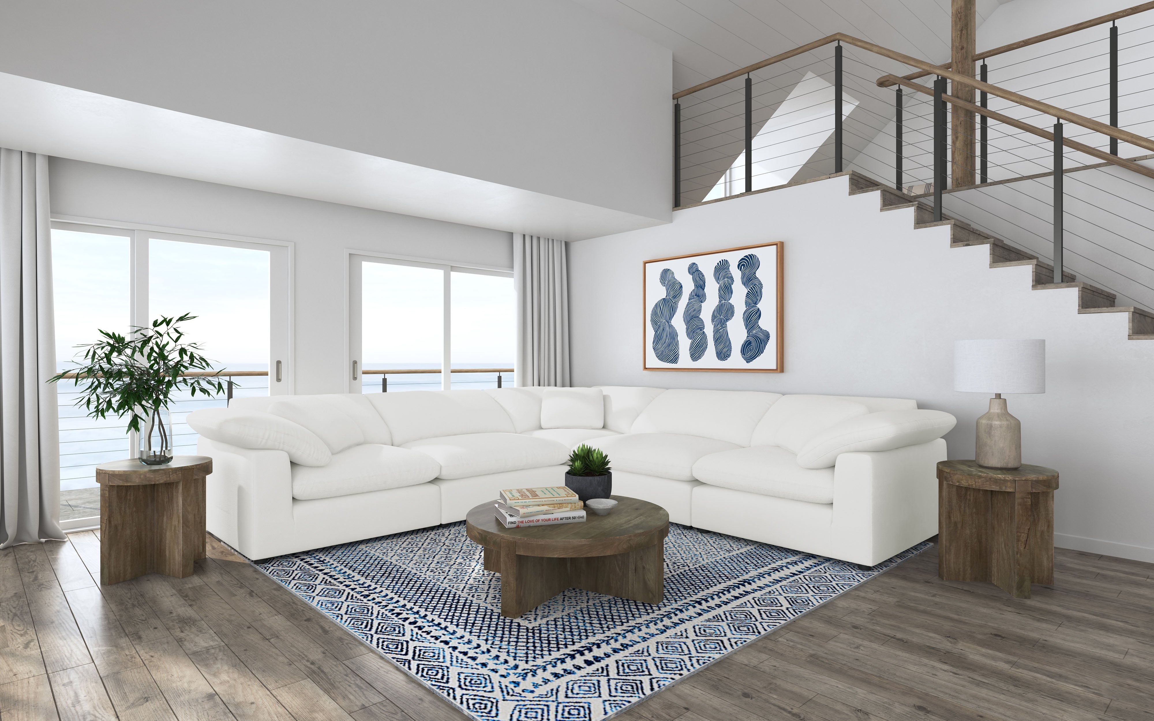 Raleigh  Boucle Upholstered Modular Sectional Grey