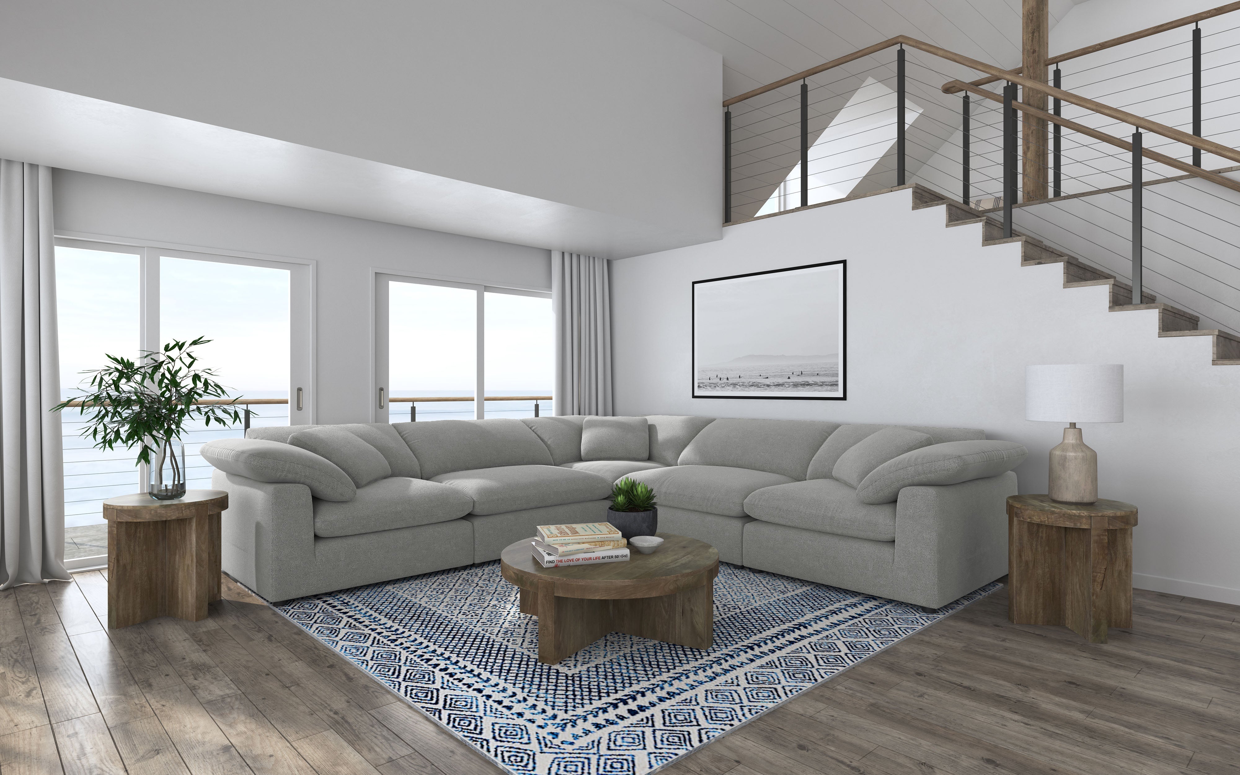 Raleigh  Boucle Upholstered Modular Sectional Grey