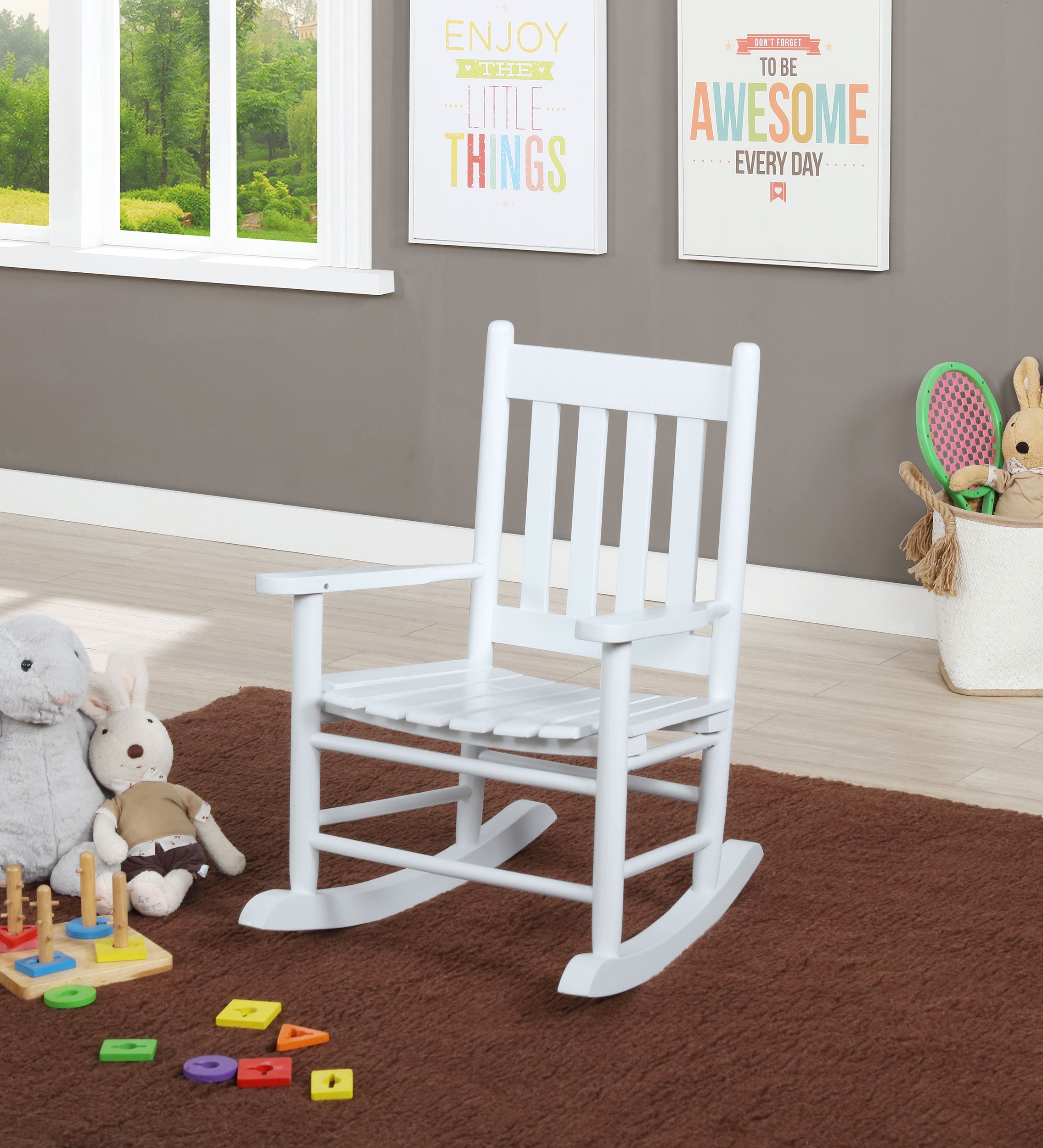 Annie Slat Back Solid Wood Kids Rocking Chair Black