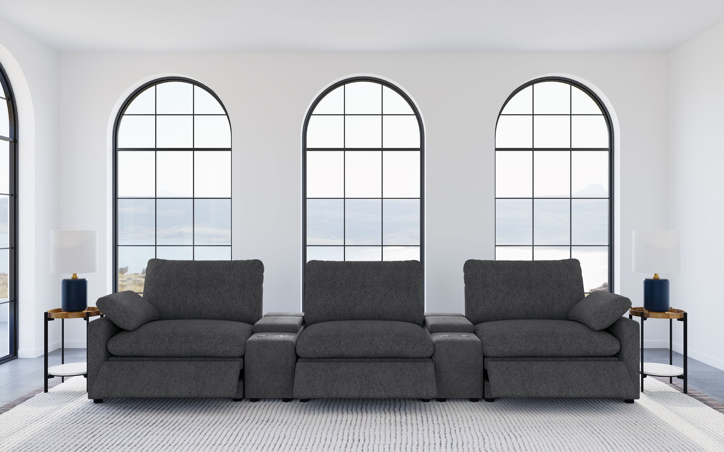 Collins  Power Reclining Home Theater Seating Dark Grey