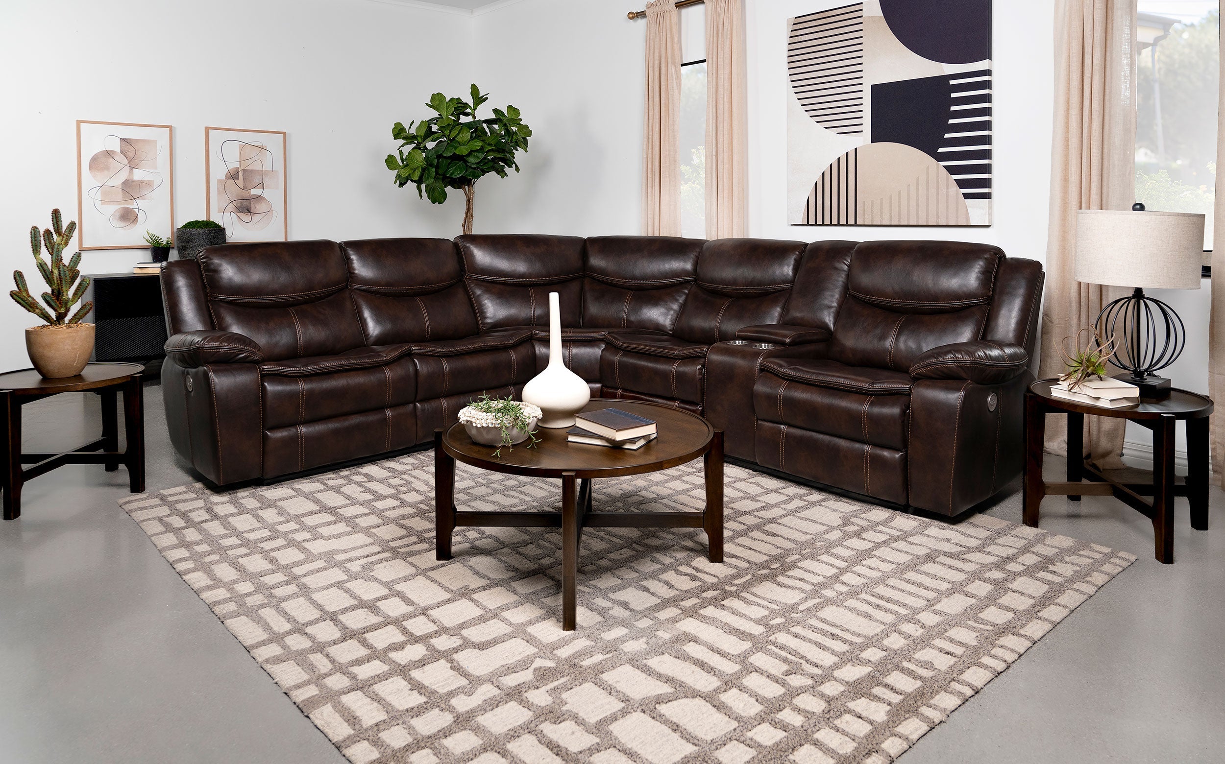 Sycamore Upholstered Power Reclining Sectional Sofa Grey