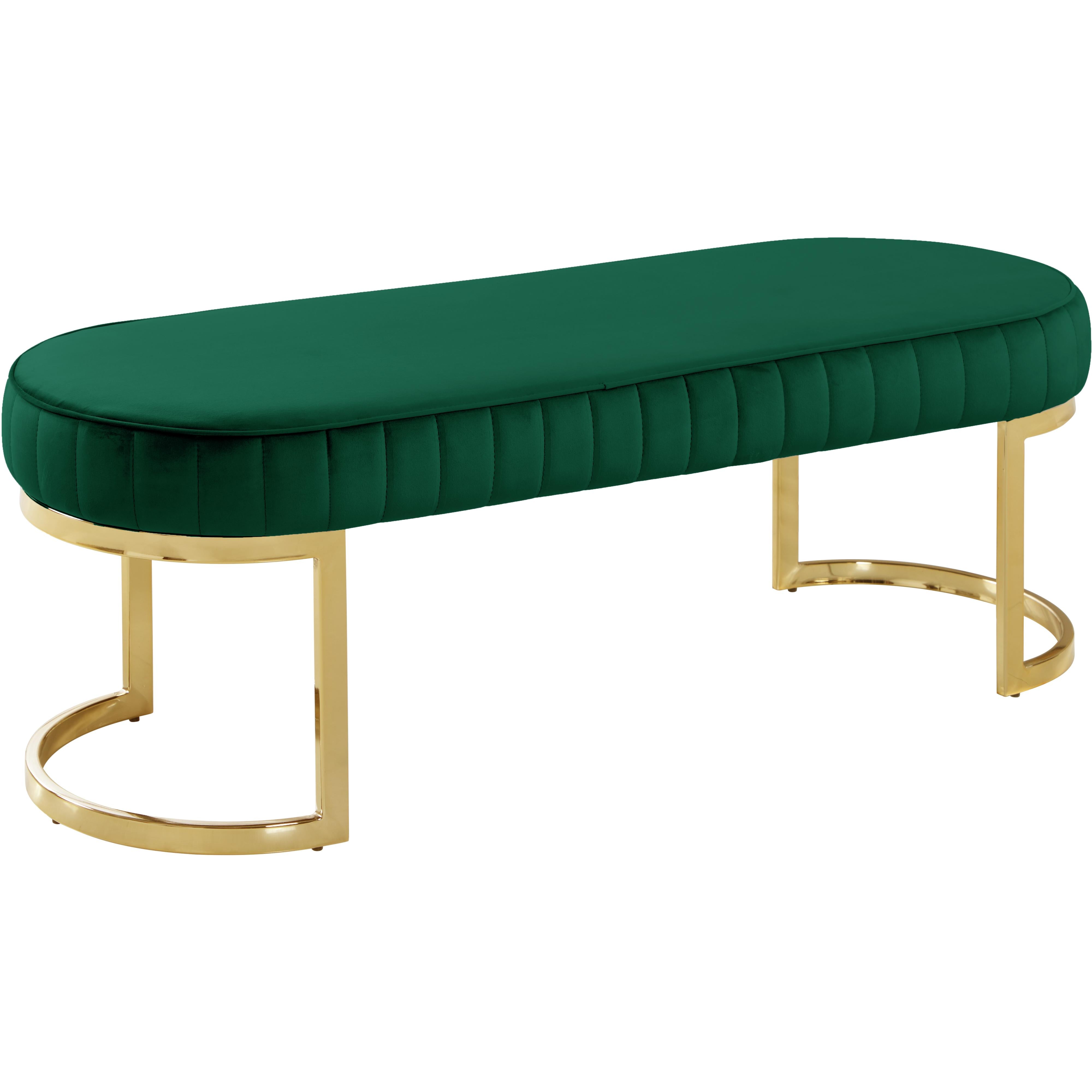 Meridian Lemar Green Velvet Bench