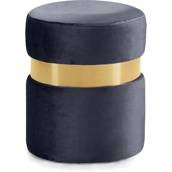Meridian Hailey Grey Velvet Ottoman/Stool