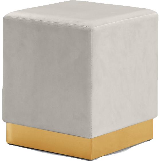 Meridian Jax Cream Velvet Ottoman/Stool