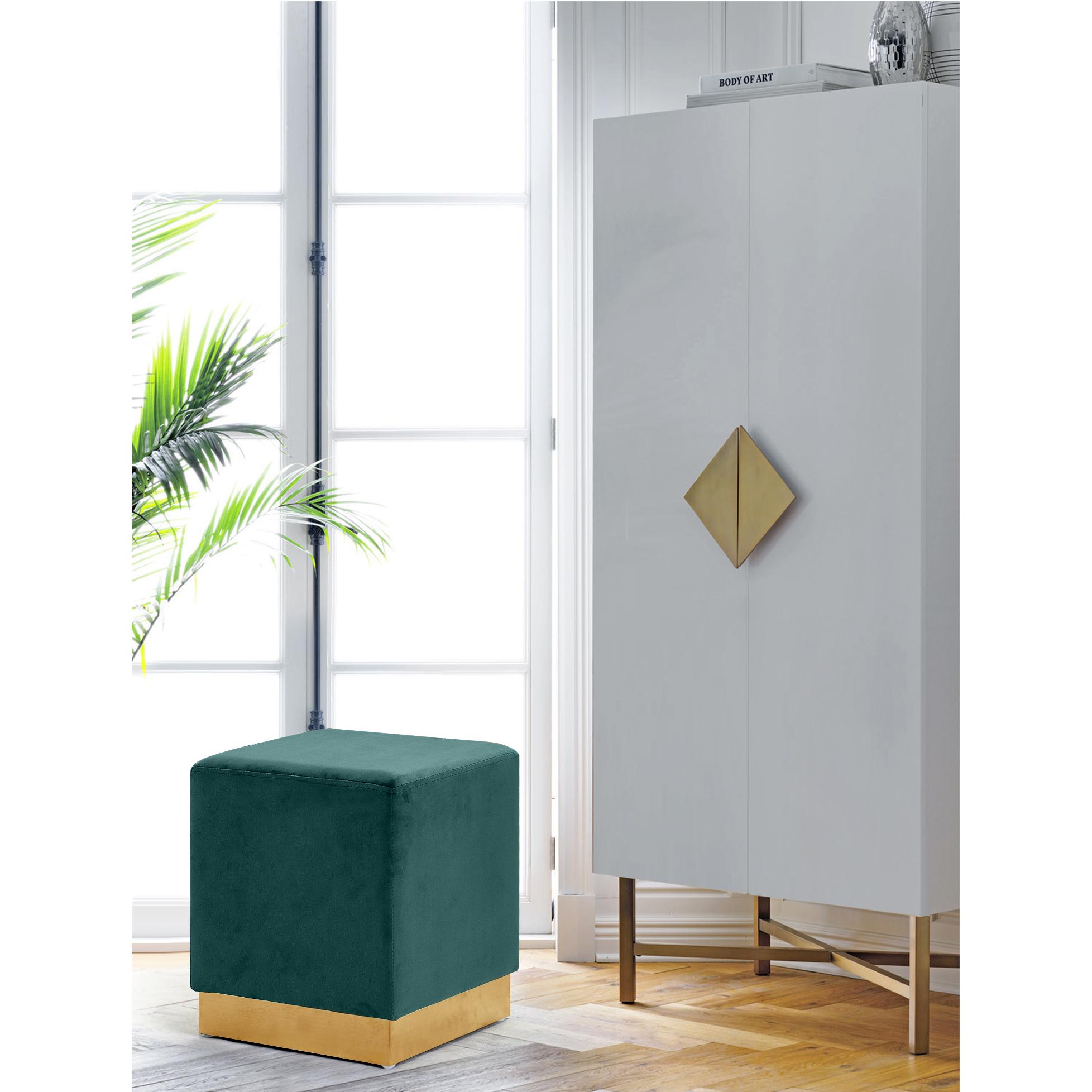 Meridian Jax Green Velvet Ottoman/Stool