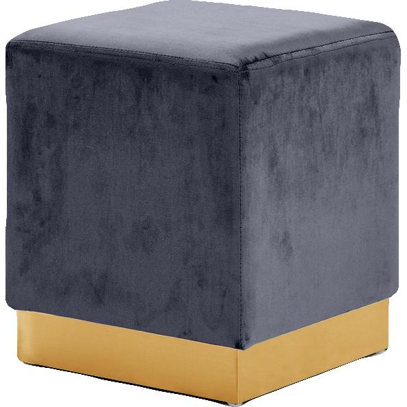 Meridian Jax Grey Velvet Ottoman/Stool