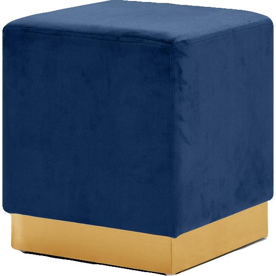 Meridian Jax Navy Velvet Ottoman/Stool