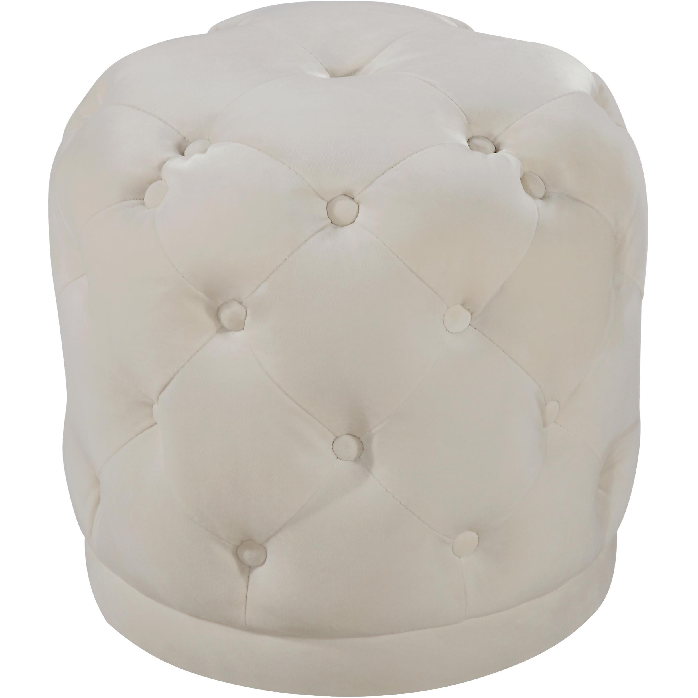 Meridian Harper Cream Velvet Ottoman/Stool