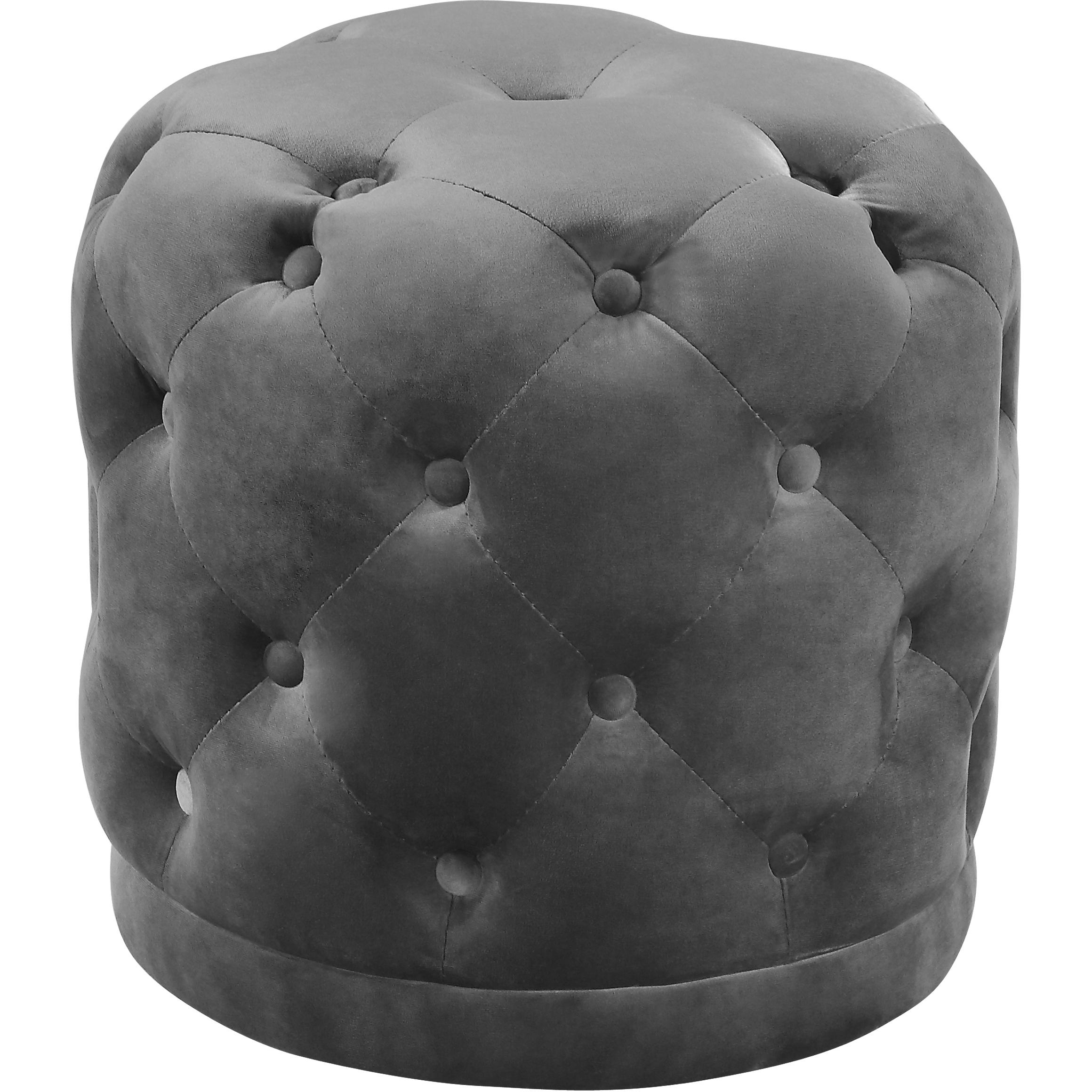 Meridian Harper Grey Velvet Ottoman/Stool