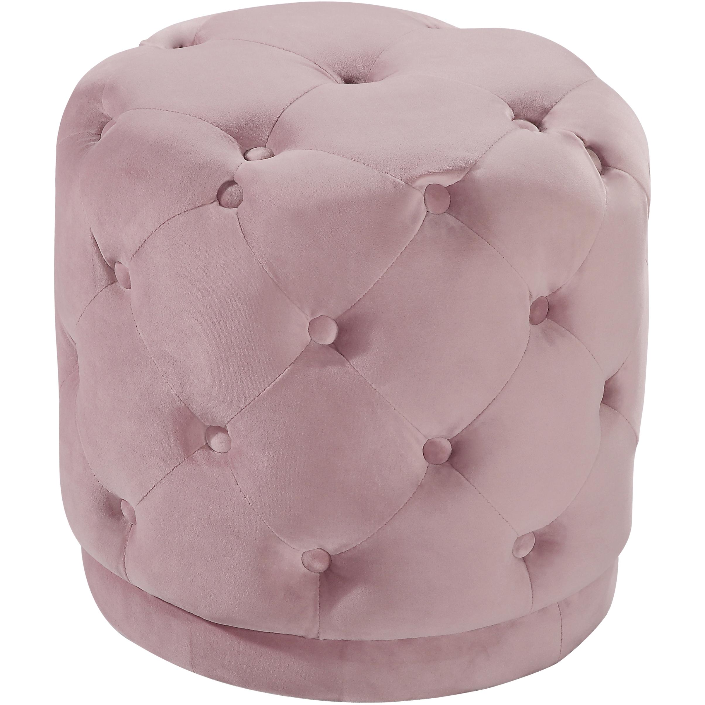 Meridian Harper Pink Velvet Ottoman/Stool