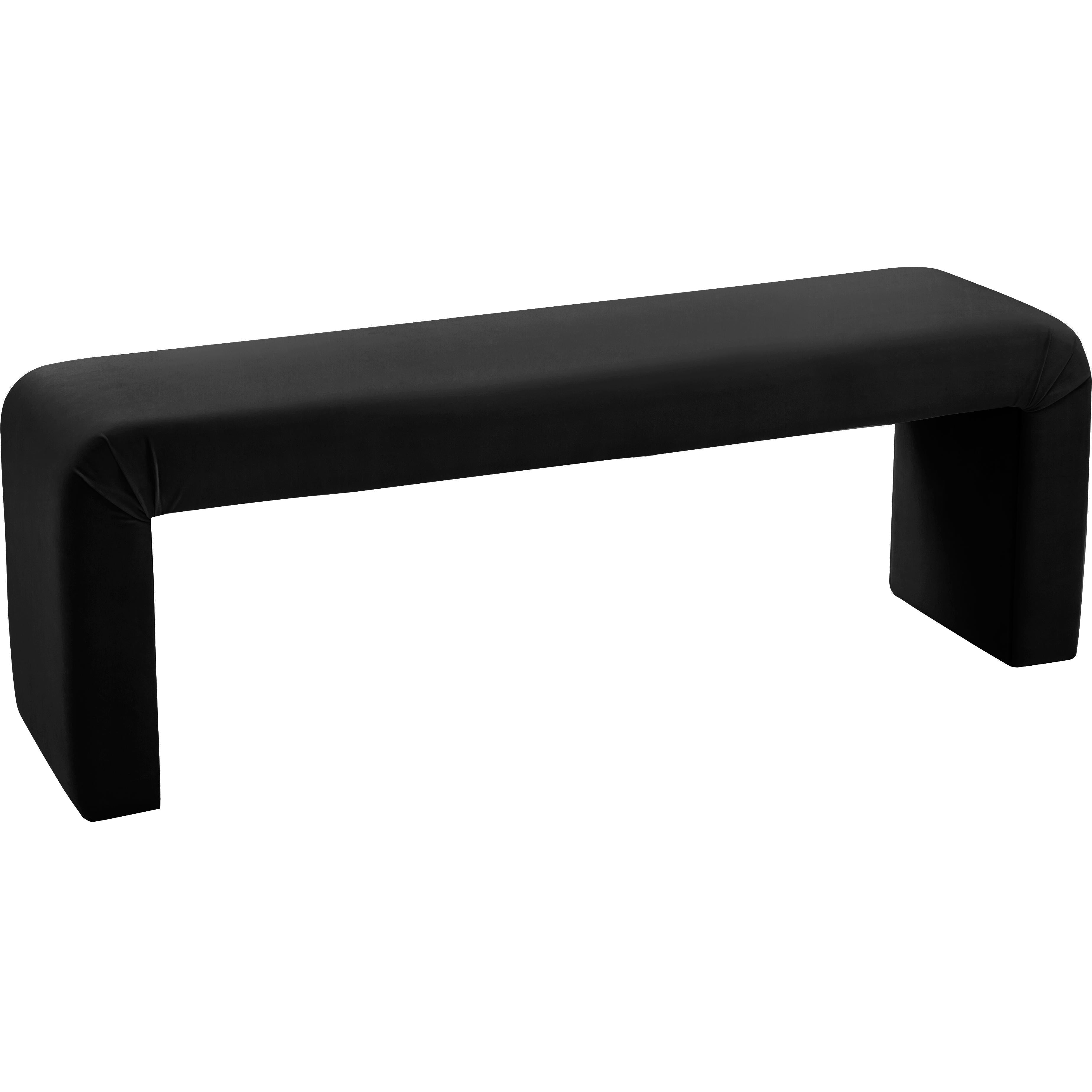 Meridian Minimalist Black Velvet Bench