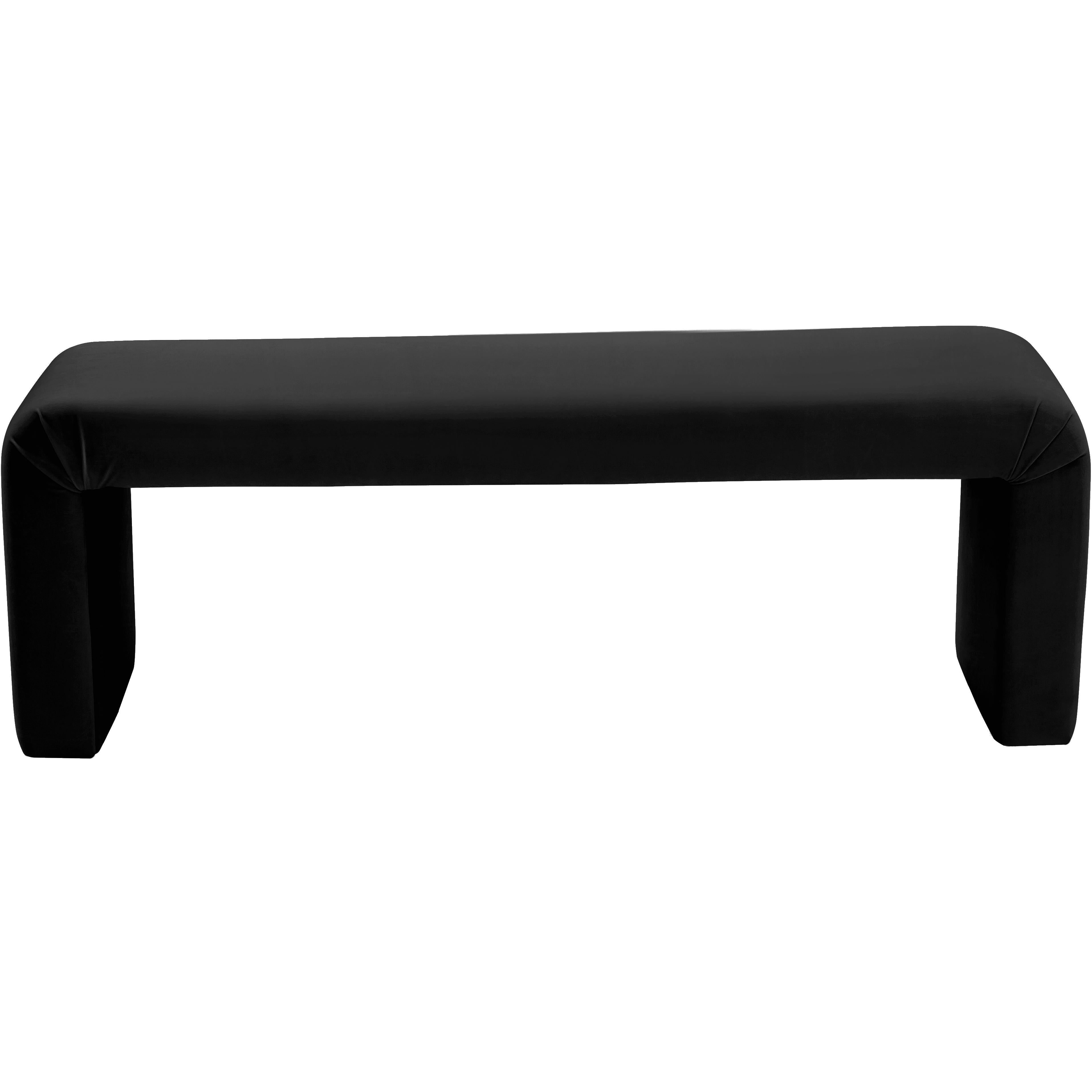 Meridian Minimalist Black Velvet Bench