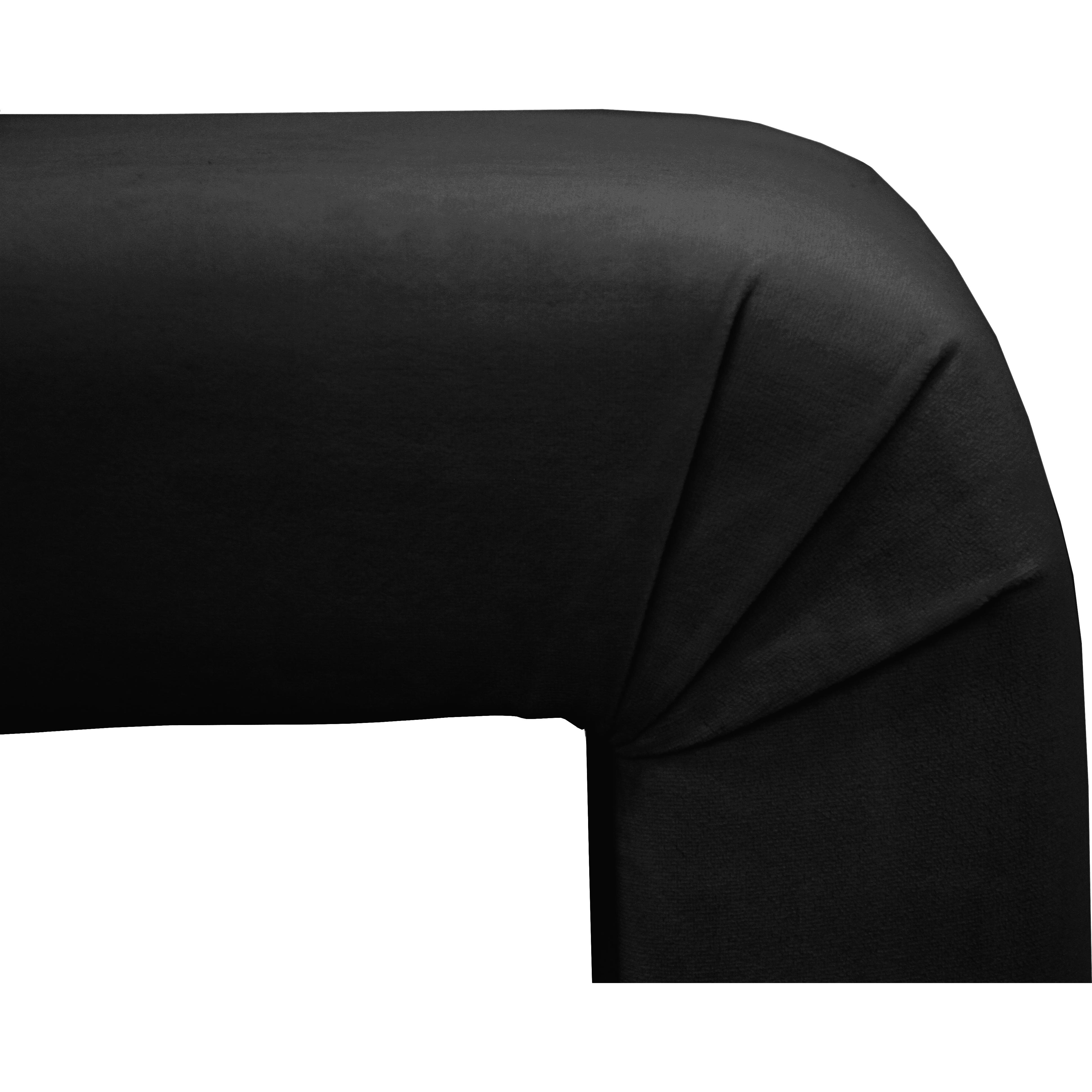 Meridian Minimalist Black Velvet Bench