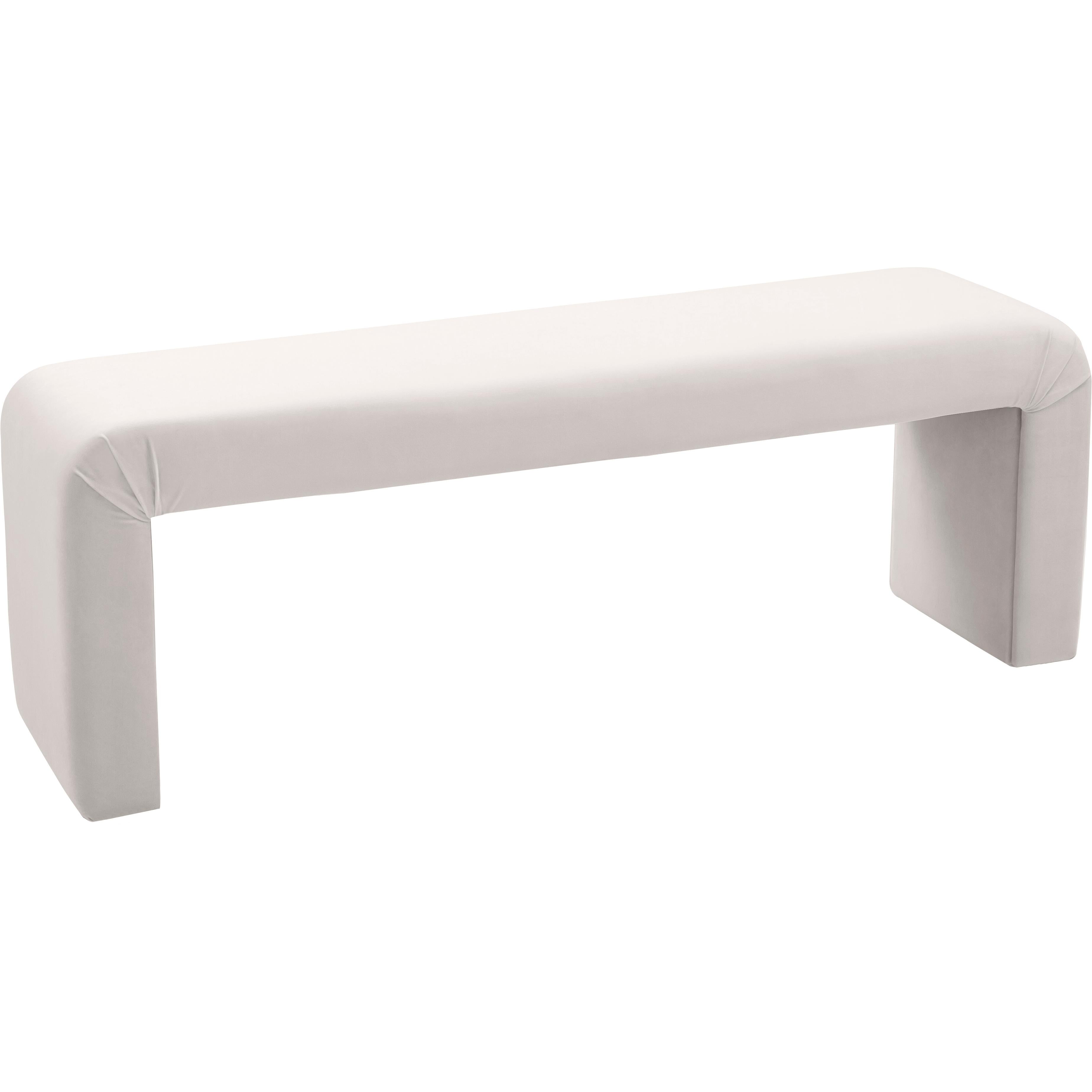 Meridian Minimalist Cream Velvet Bench