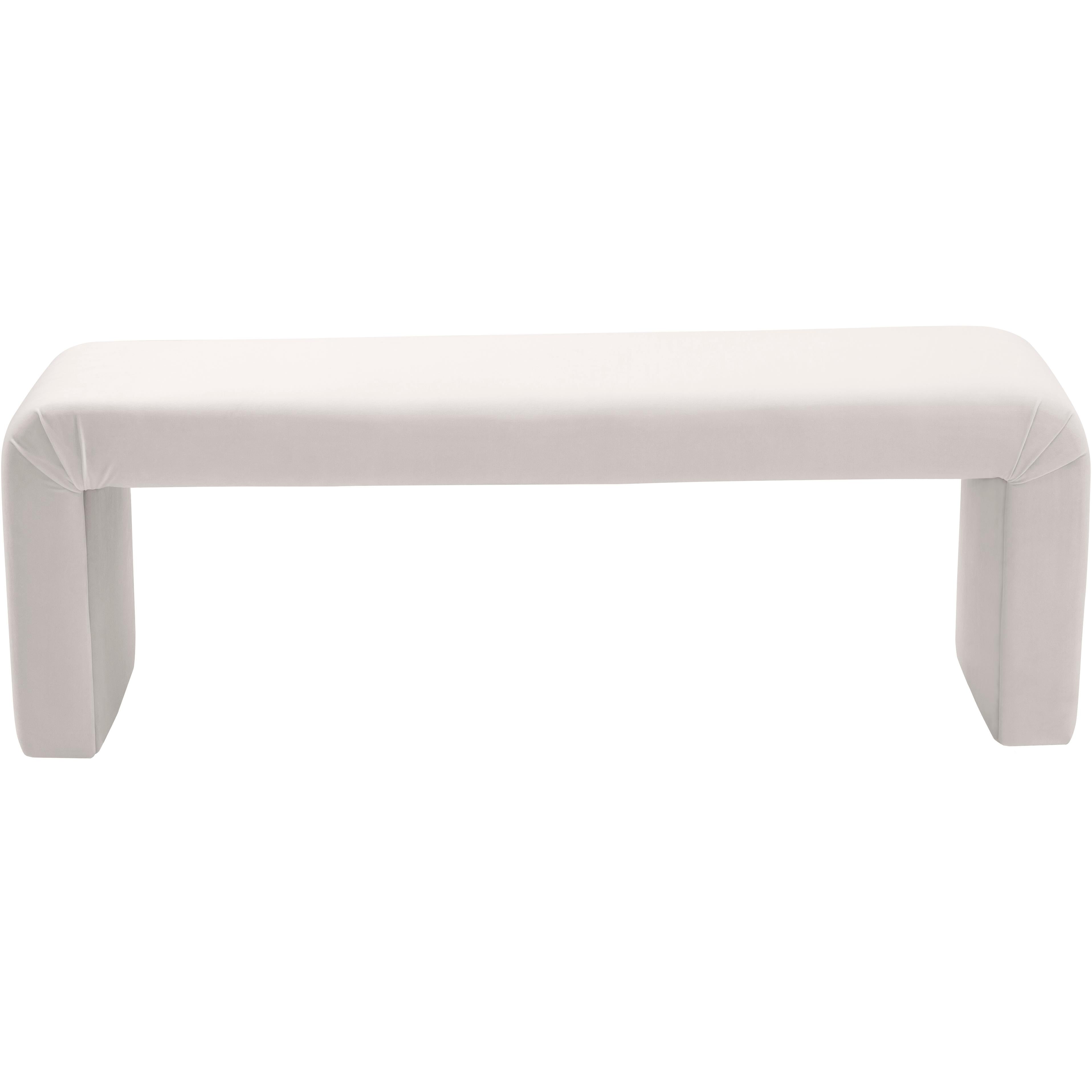 Meridian Minimalist Cream Velvet Bench