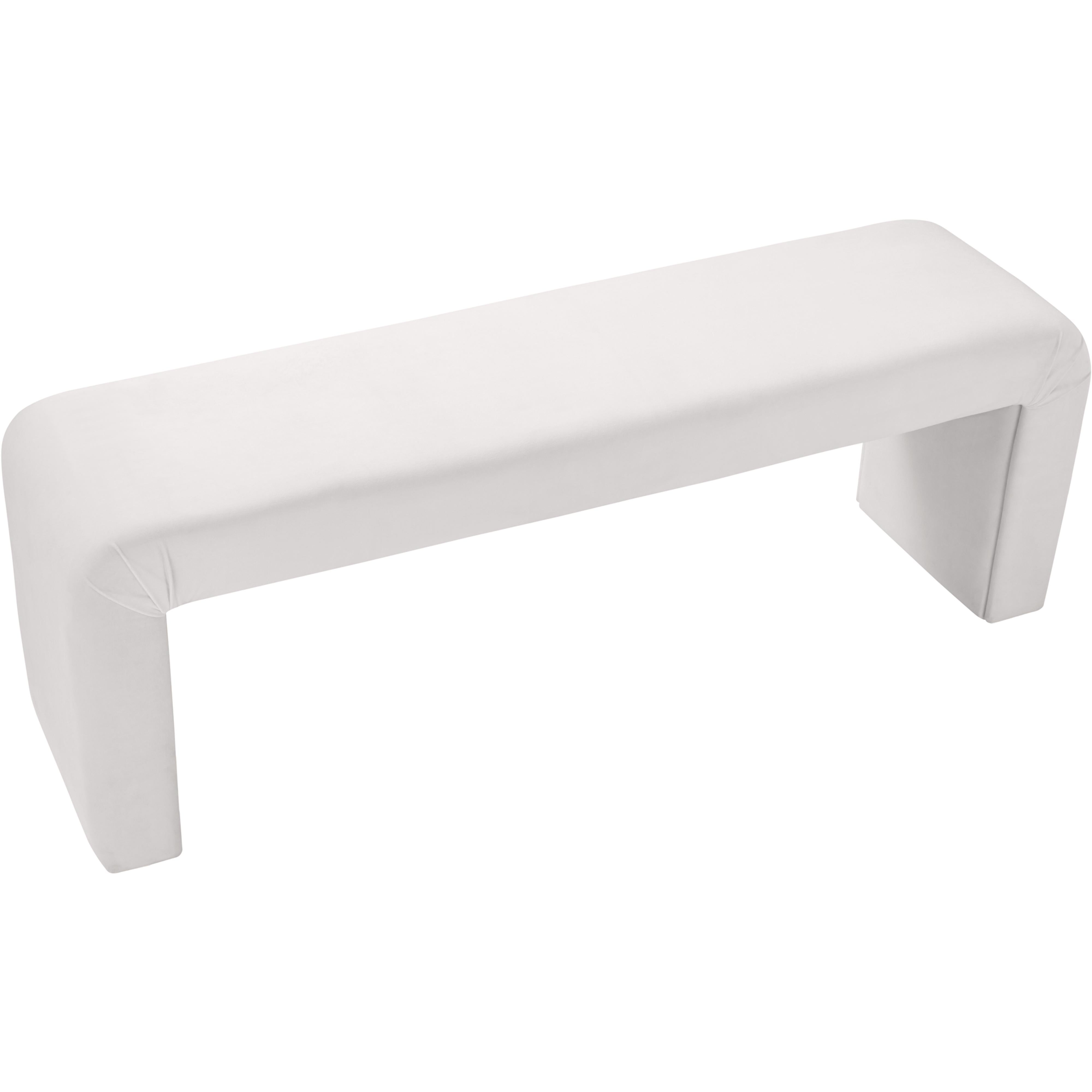 Meridian Minimalist Cream Velvet Bench