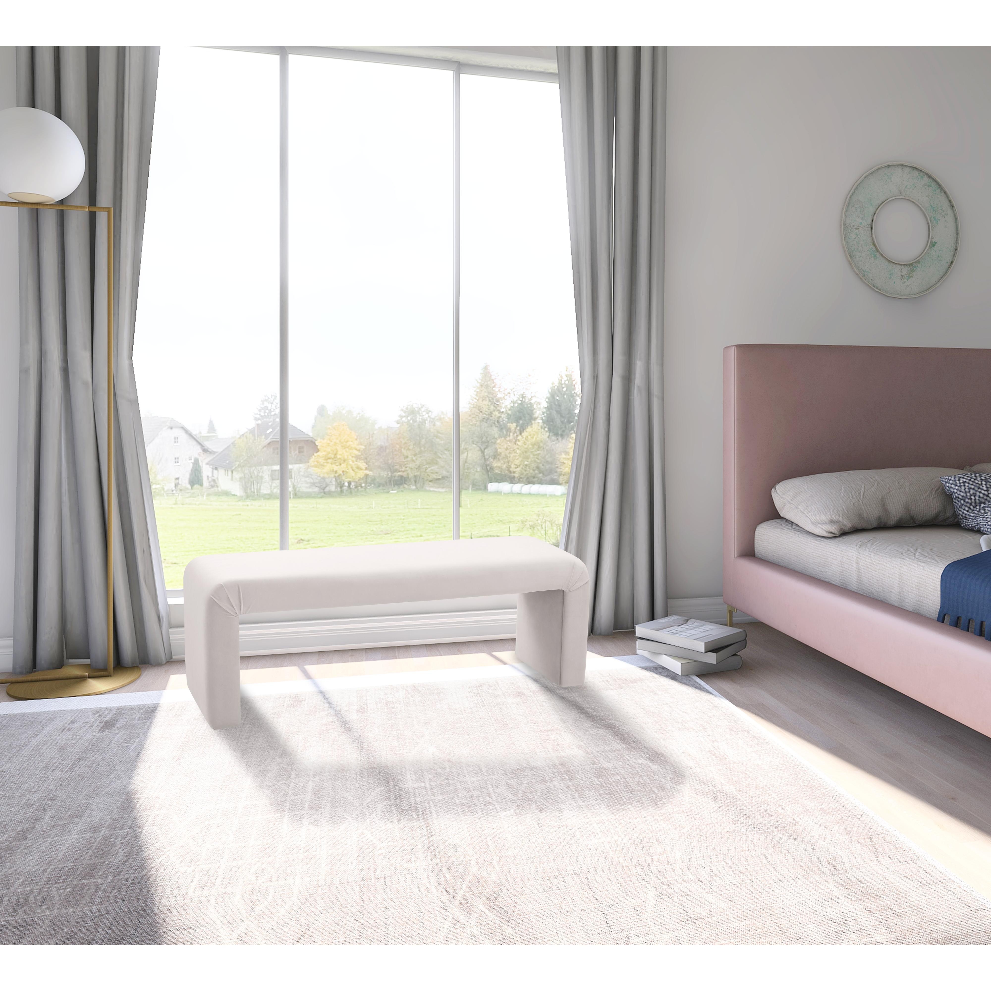 Meridian Minimalist Cream Velvet Bench