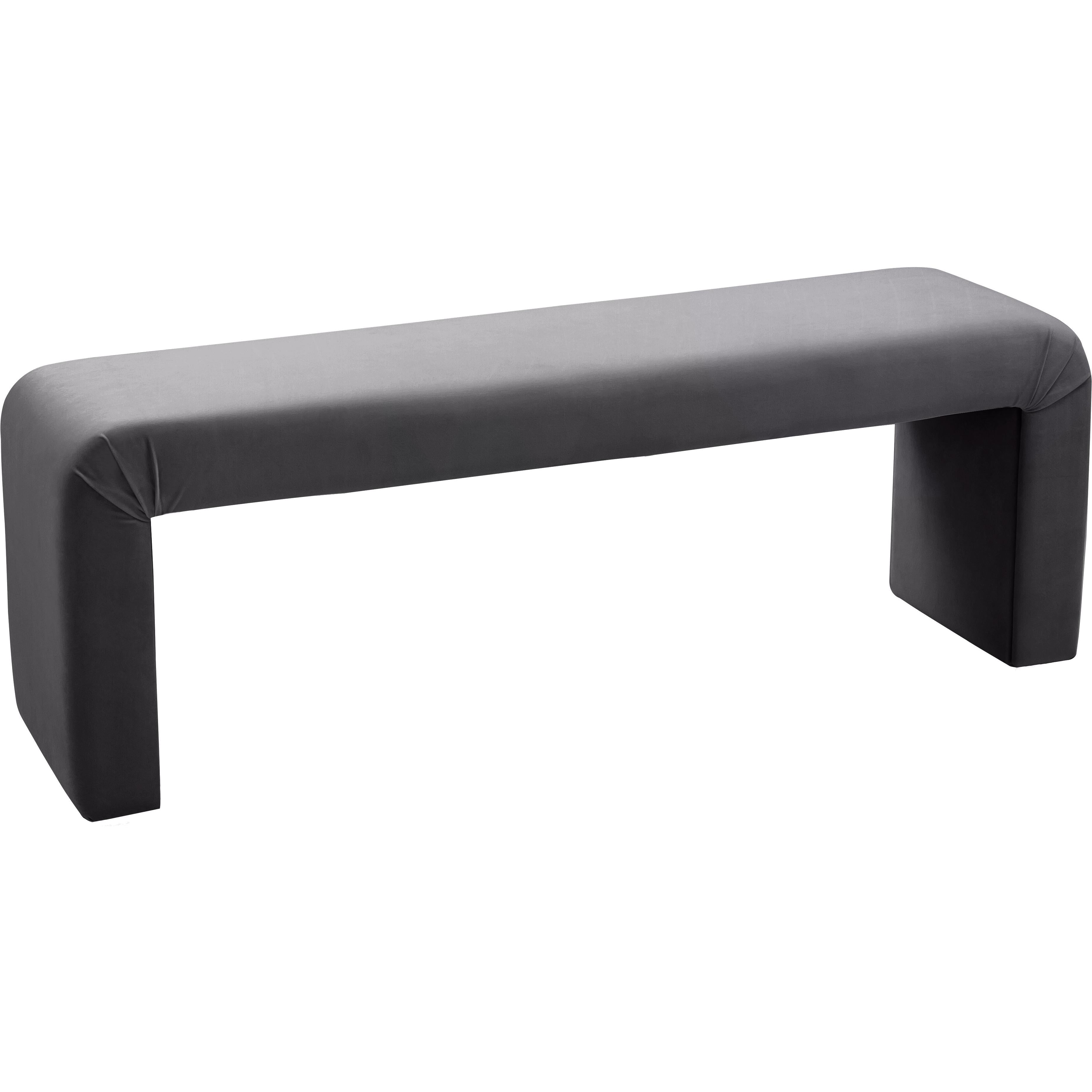 Meridian Minimalist Grey Velvet Bench