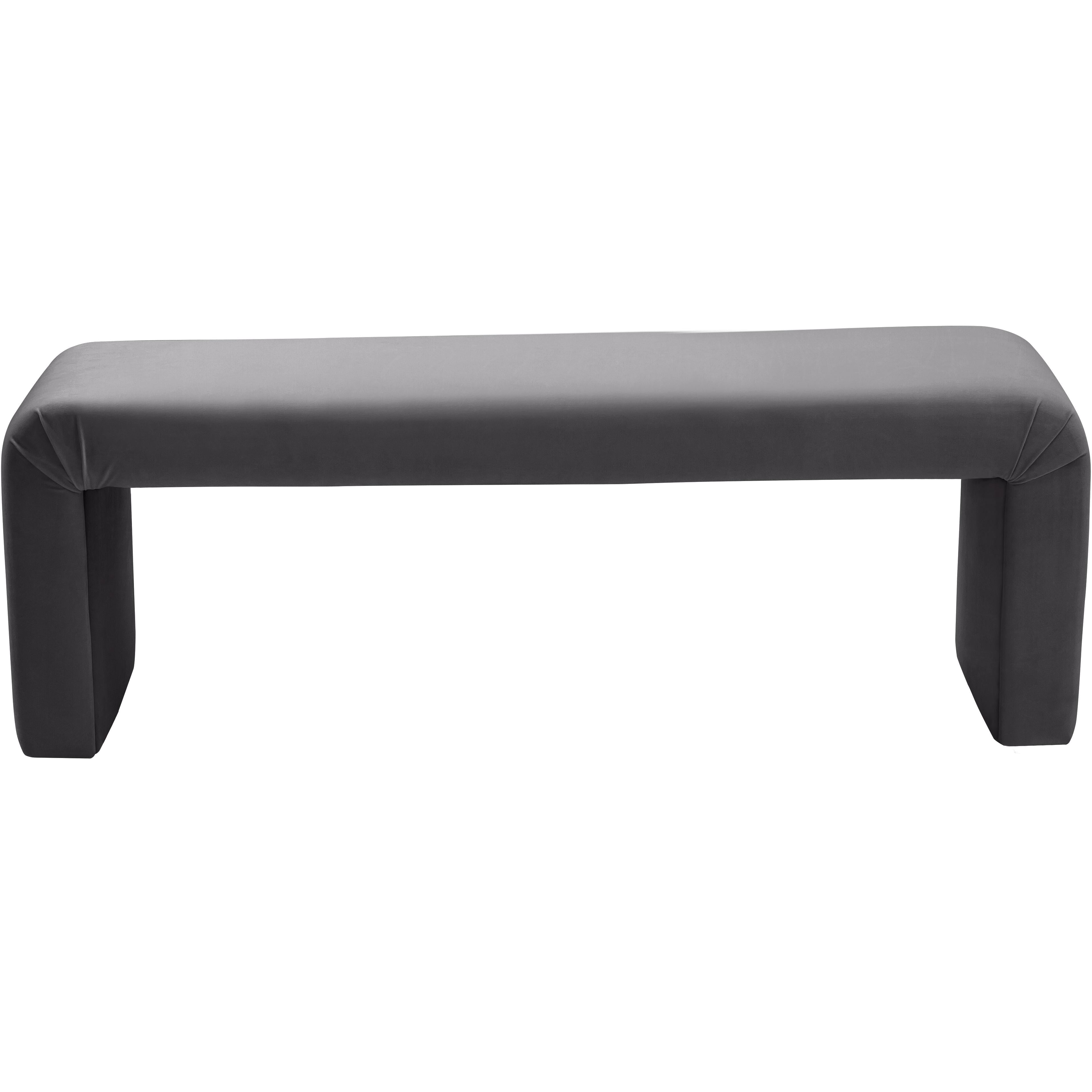 Meridian Minimalist Grey Velvet Bench