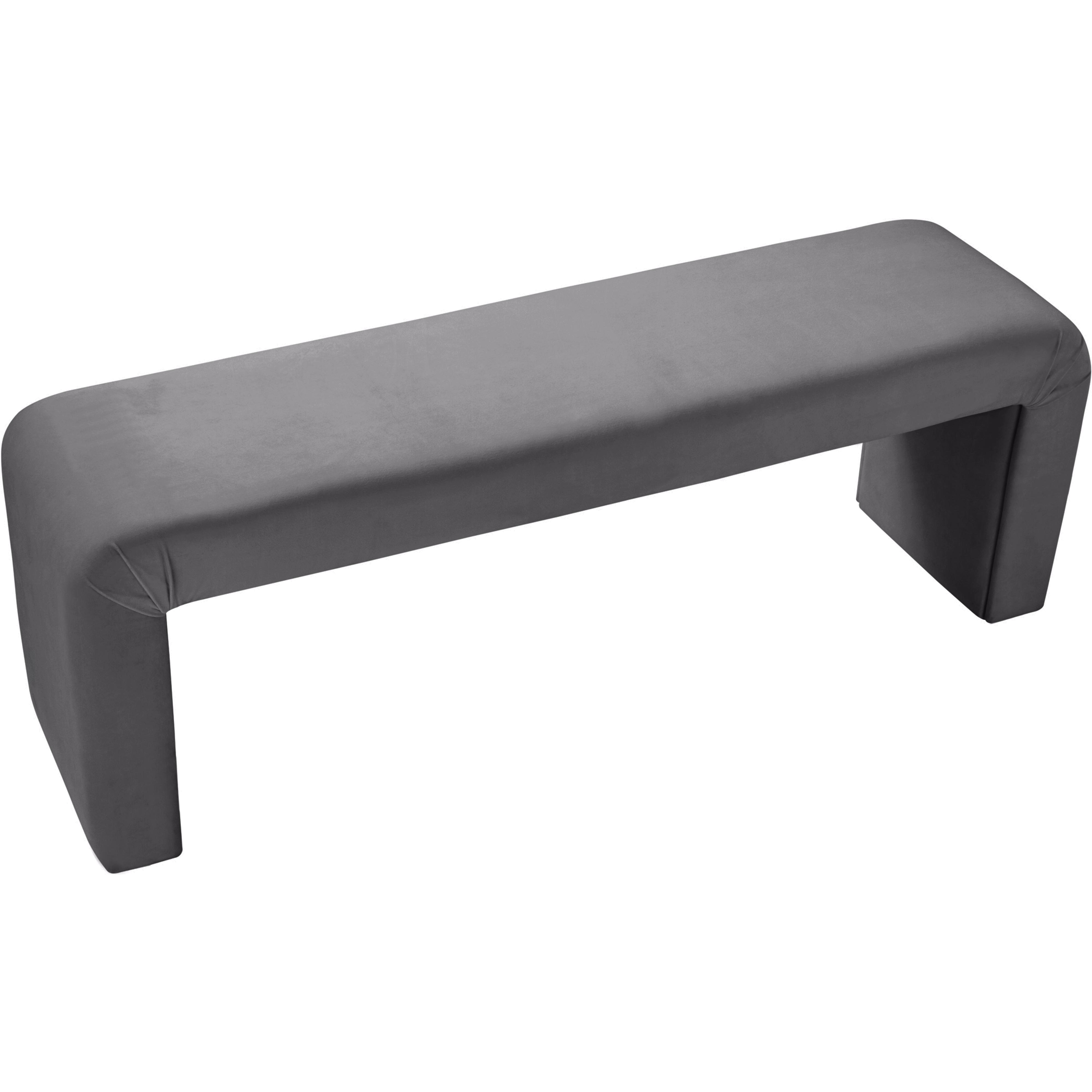 Meridian Minimalist Grey Velvet Bench