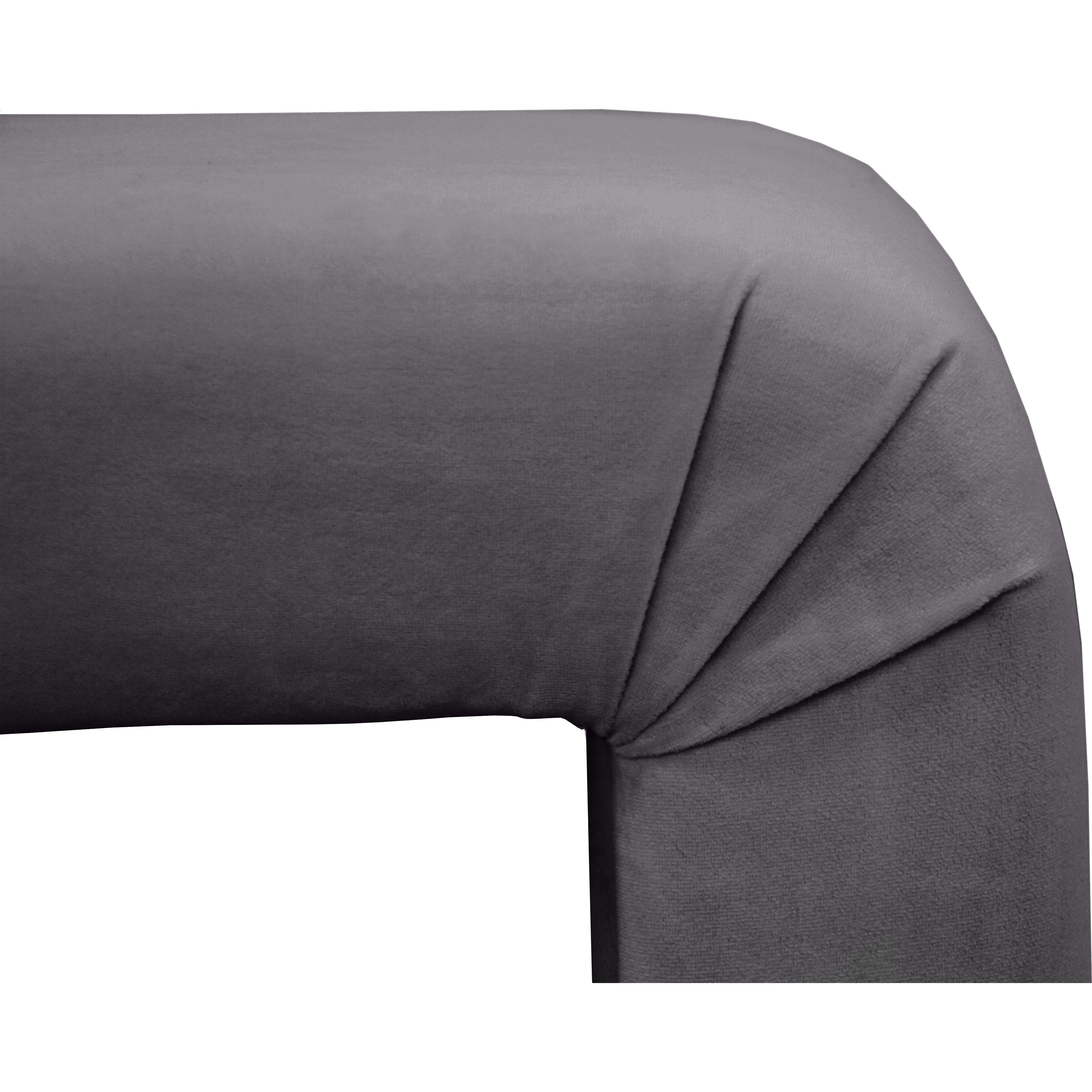 Meridian Minimalist Grey Velvet Bench