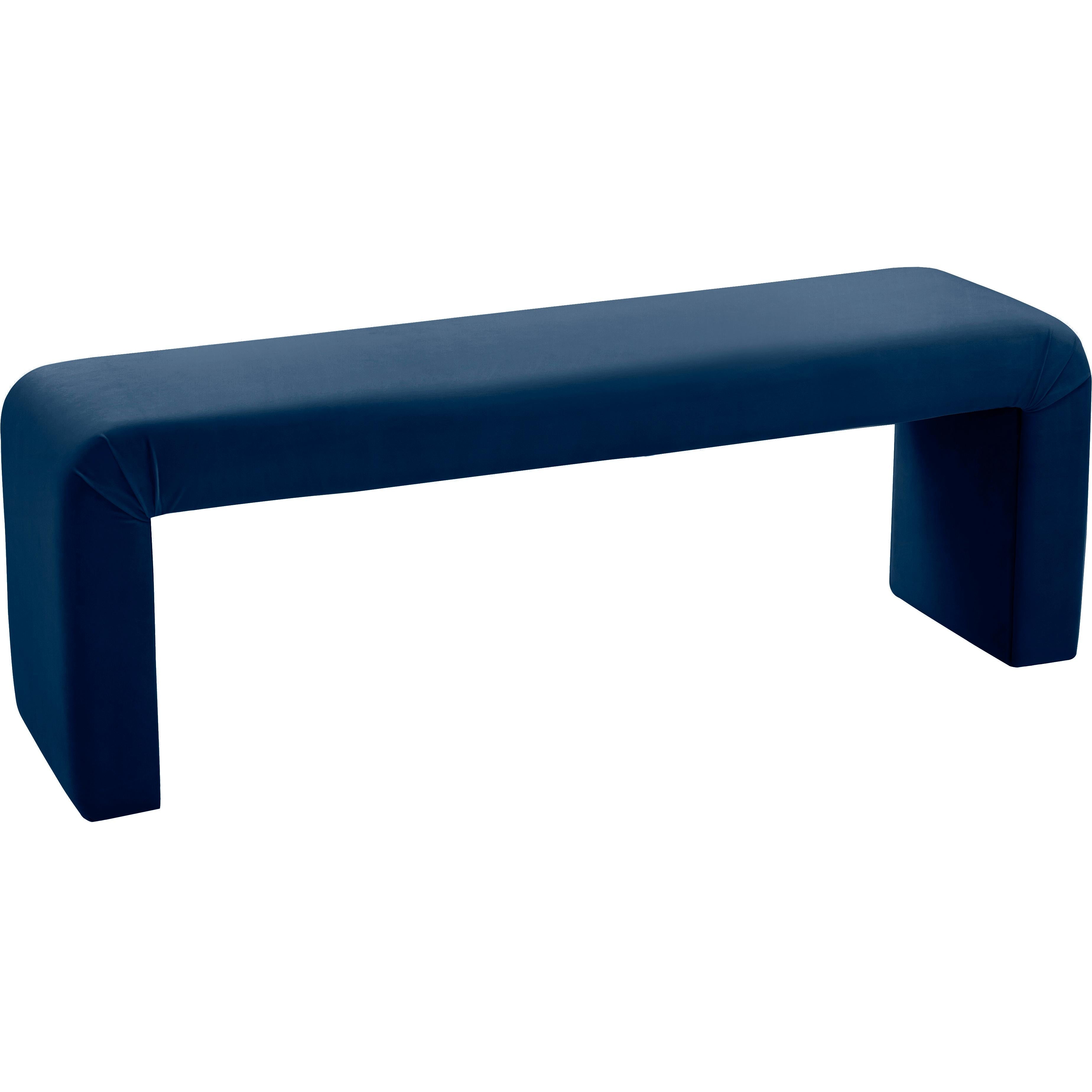 Meridian Minimalist Navy Velvet Bench