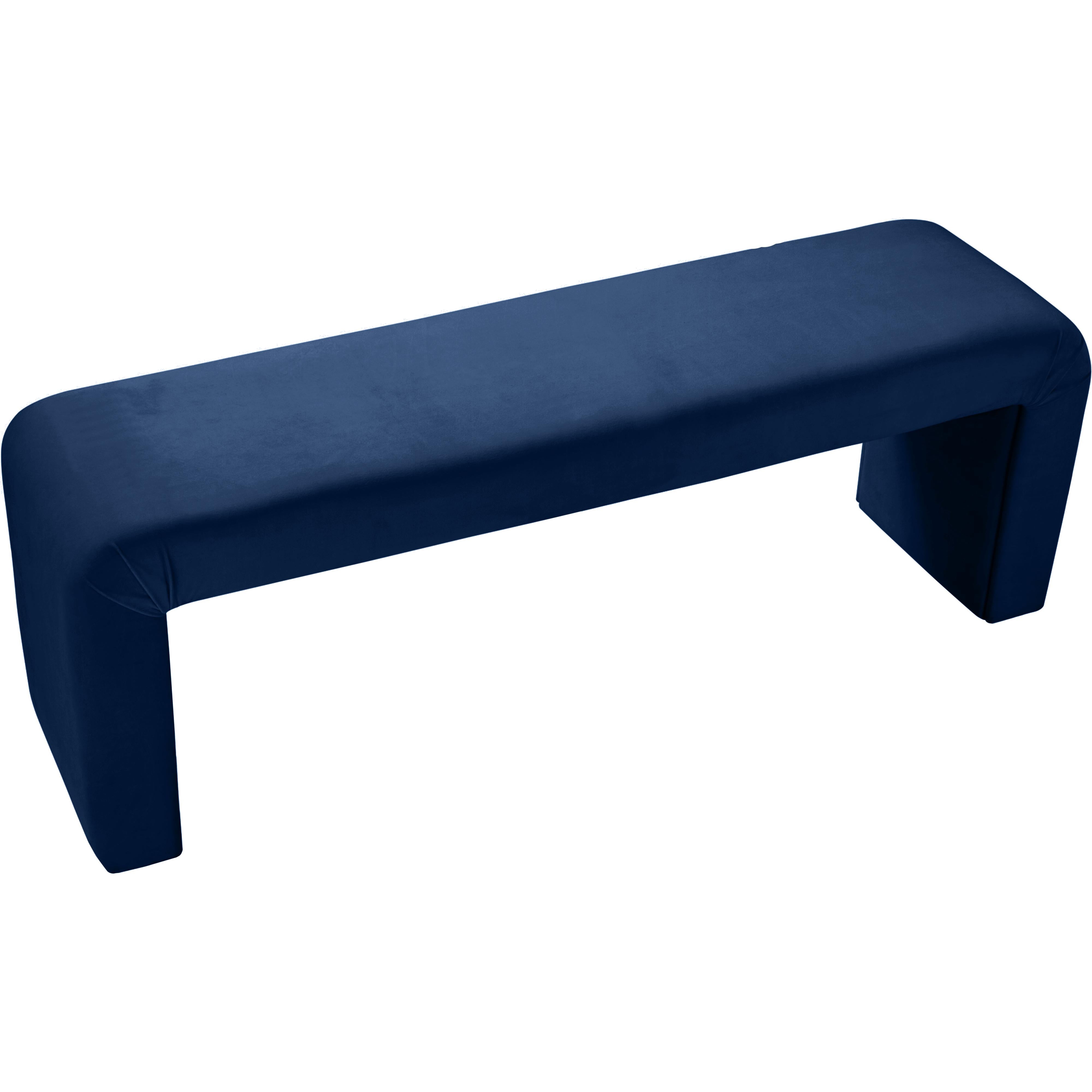 Meridian Minimalist Navy Velvet Bench