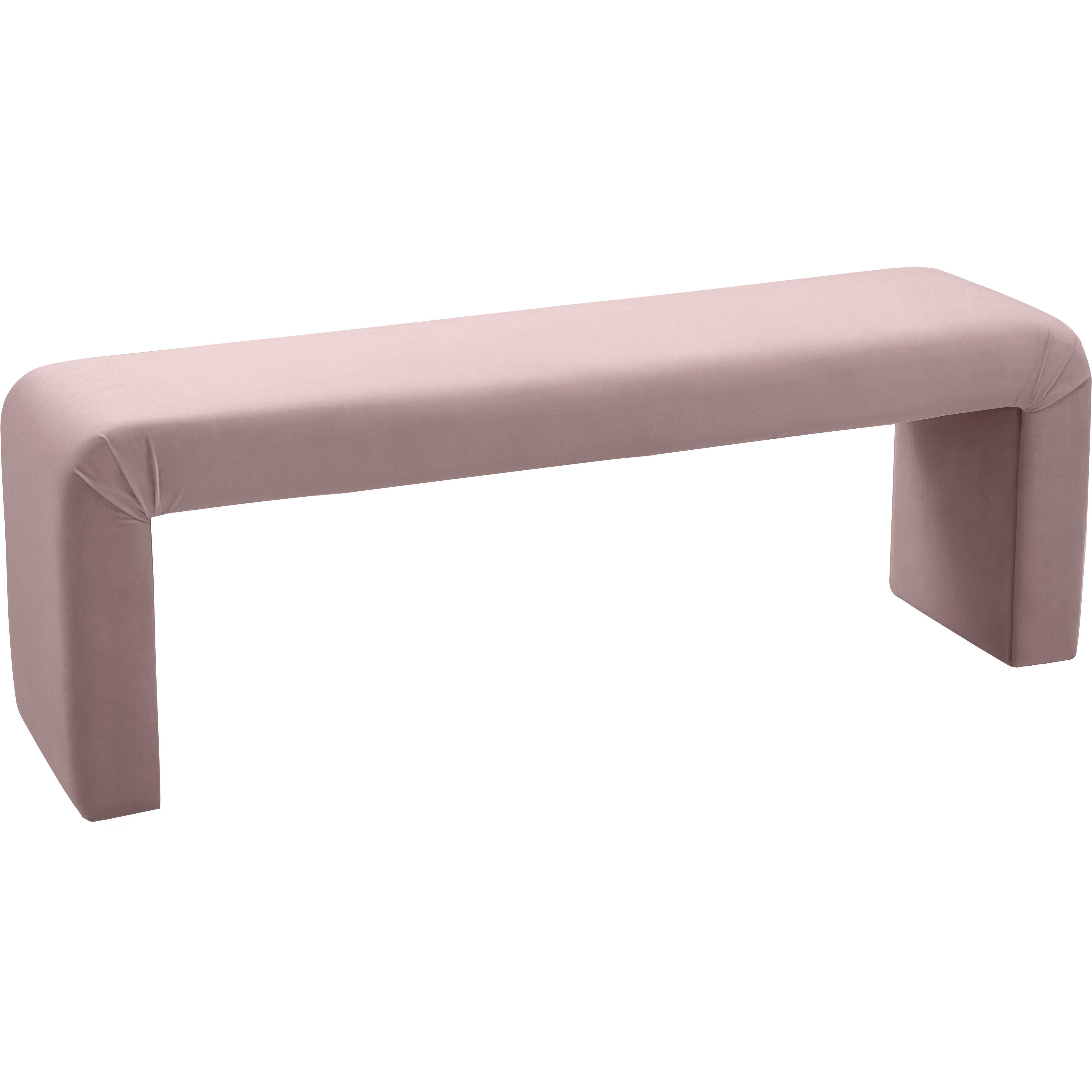 Meridian Minimalist Pink Velvet Bench