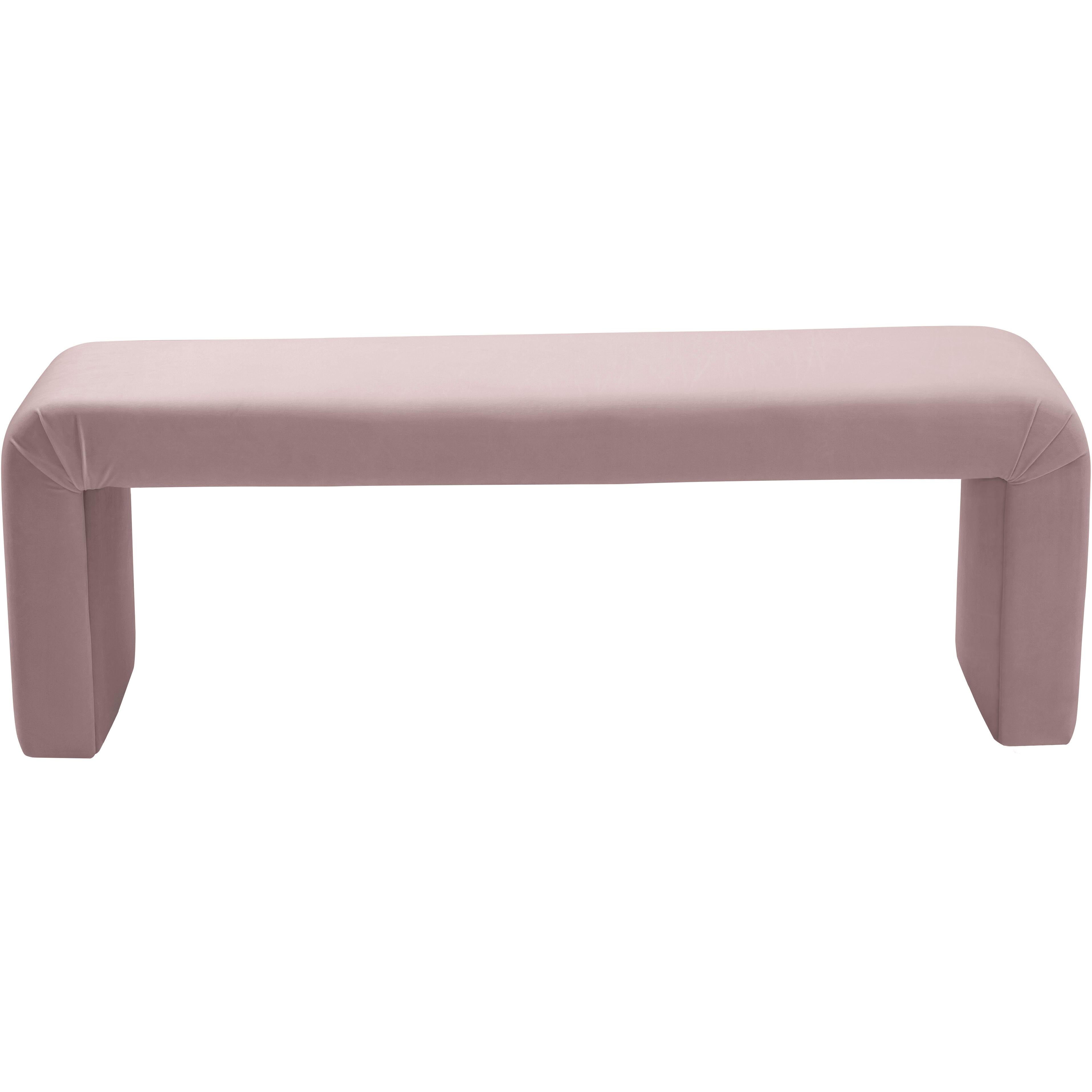 Meridian Minimalist Pink Velvet Bench
