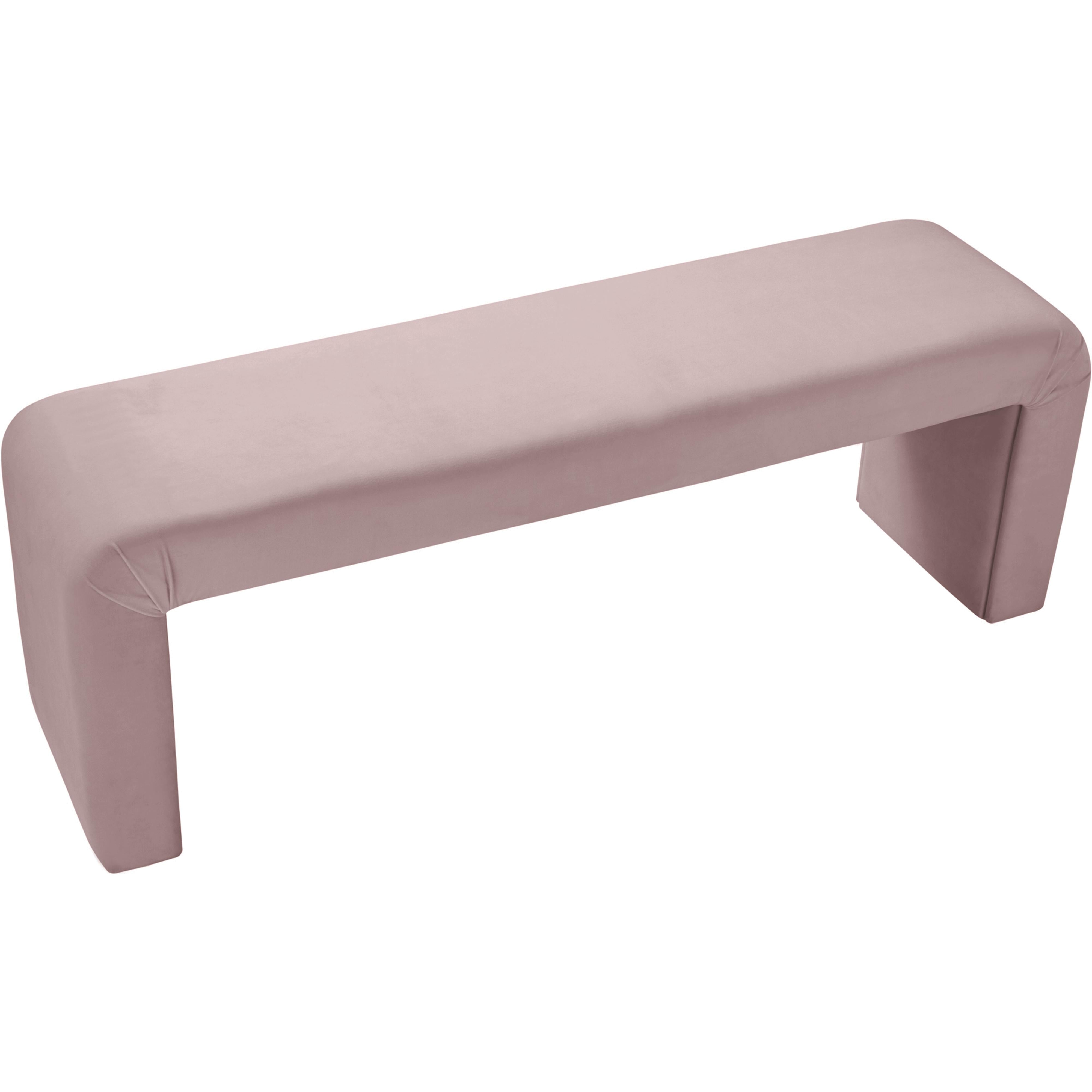 Meridian Minimalist Pink Velvet Bench