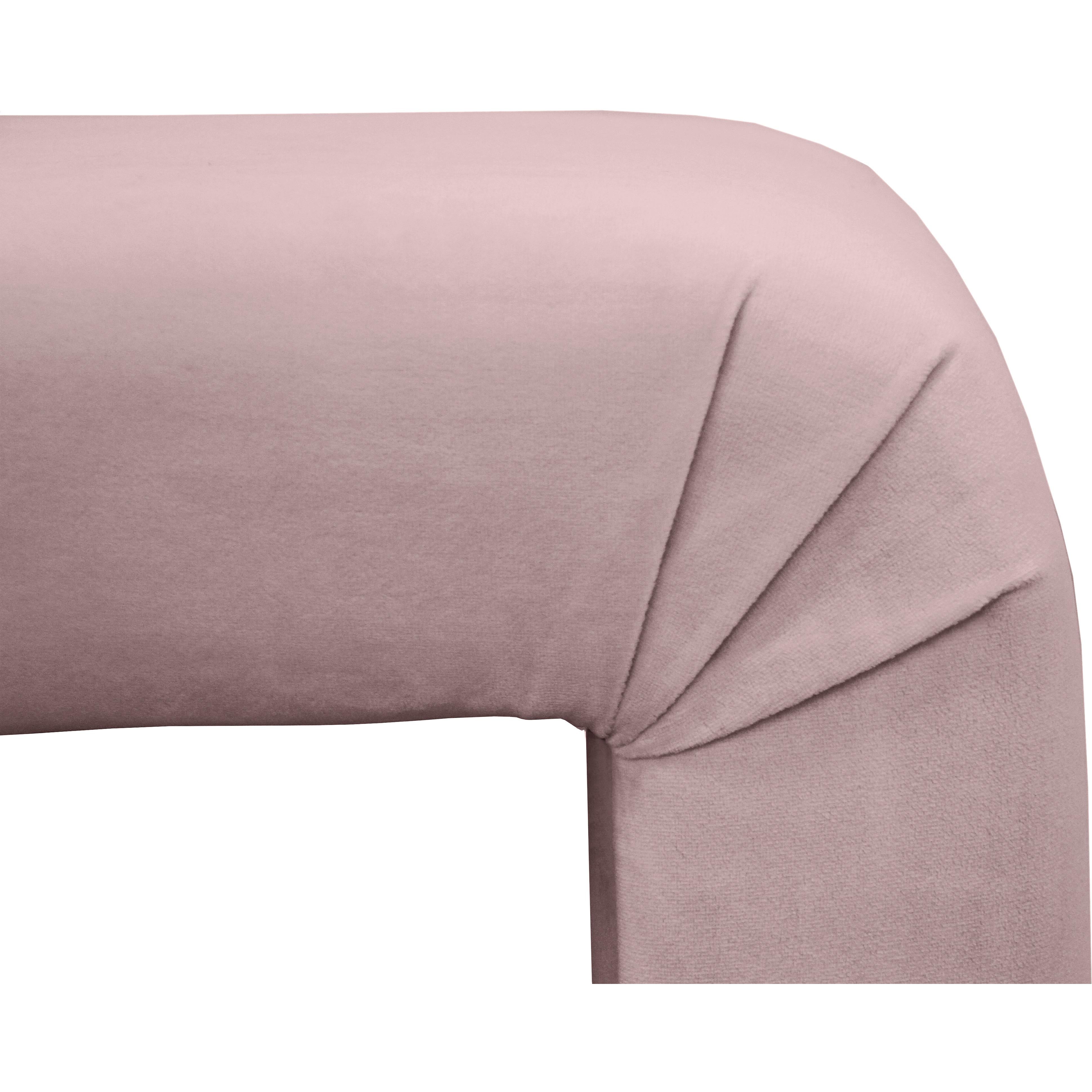 Meridian Minimalist Pink Velvet Bench