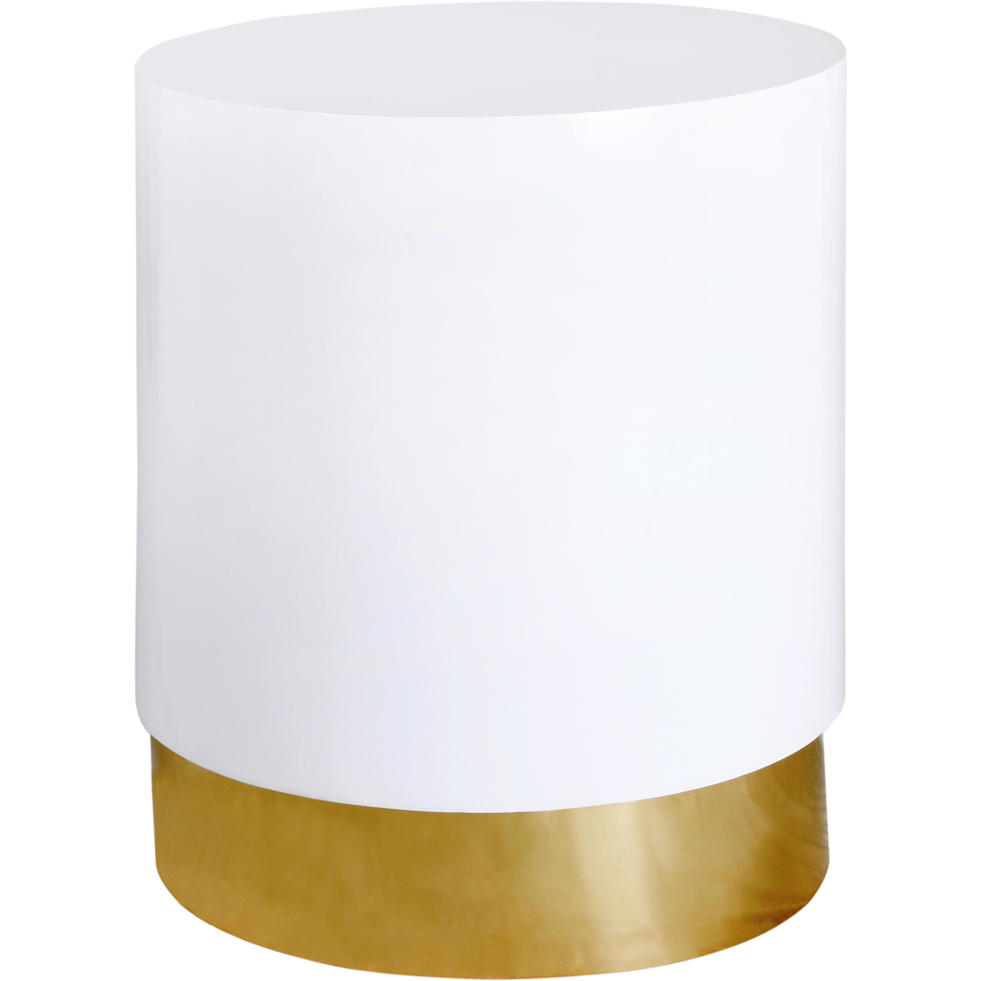 Meridian Deco White/Gold End Table