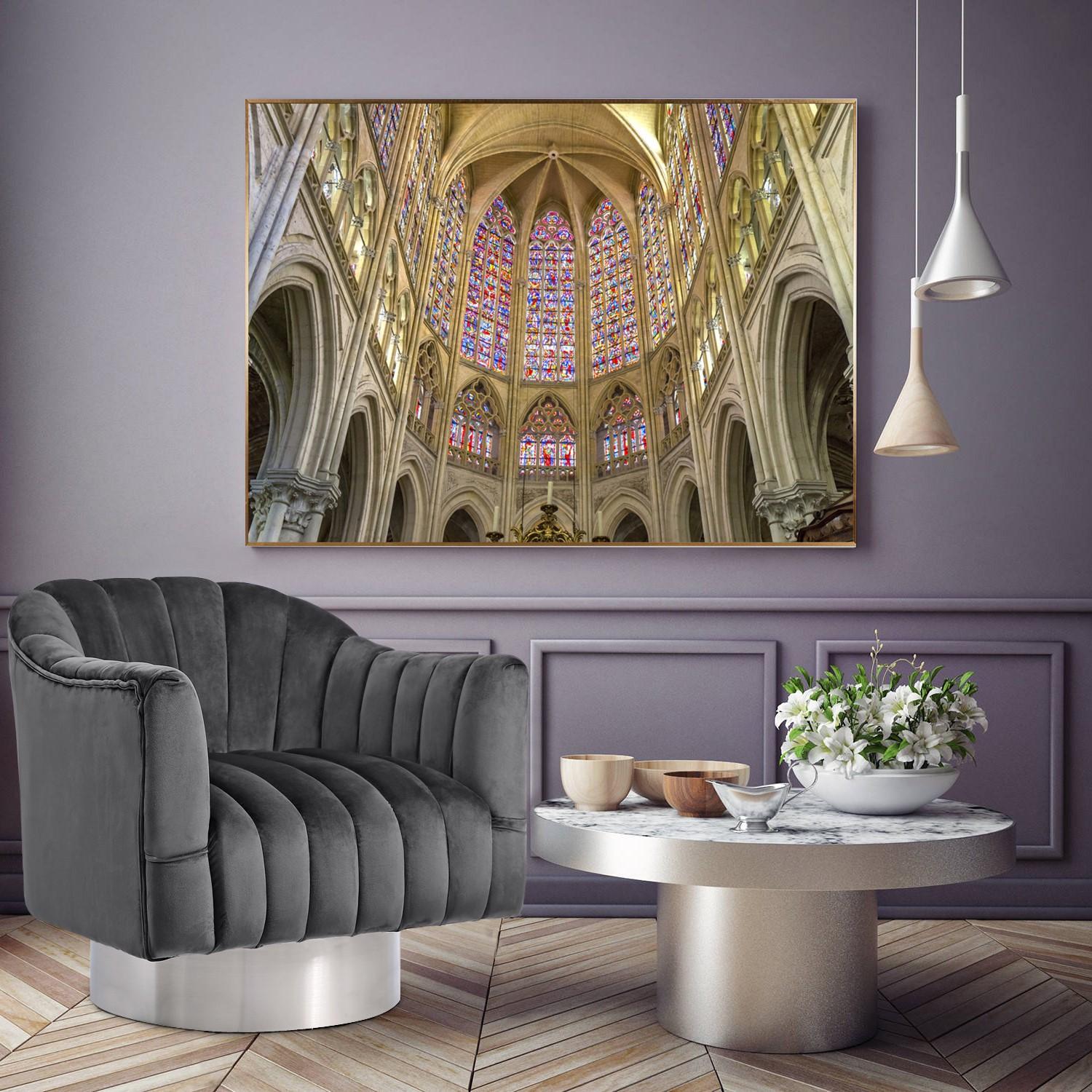 Meridian Farrah Grey Velvet Accent Chair