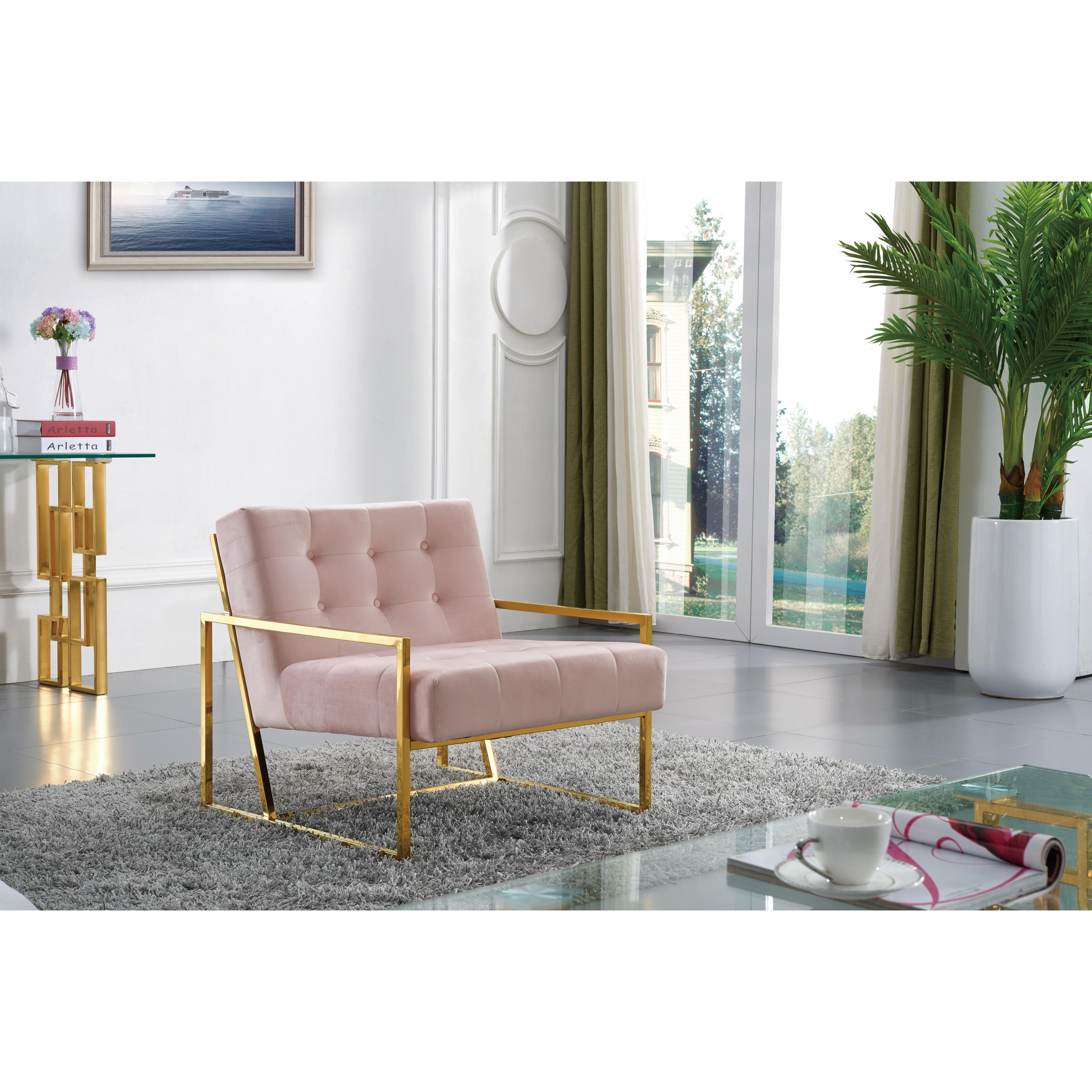 Meridian Pierre Pink Velvet Accent Chair