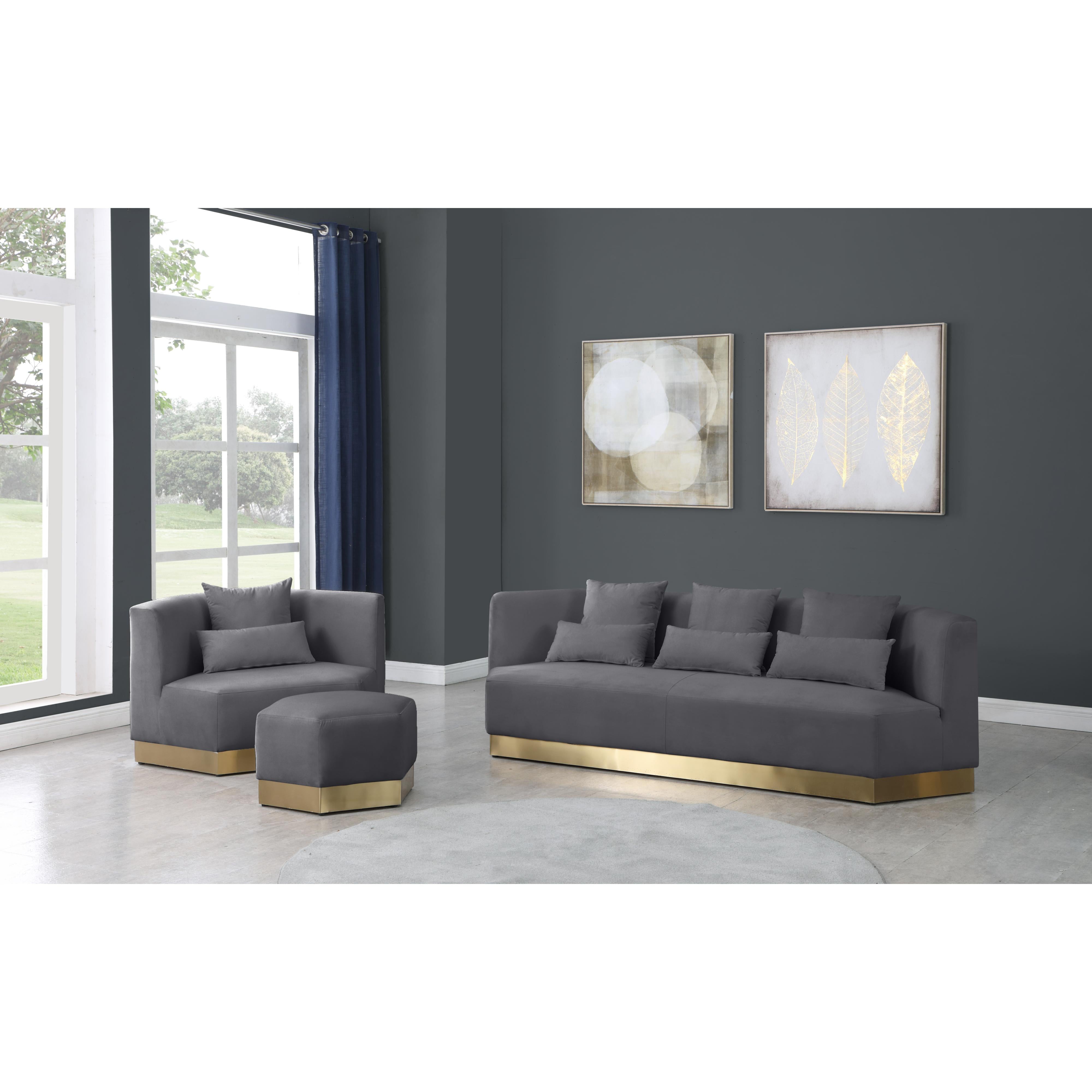 Meridian Marquis Grey Velvet Chair