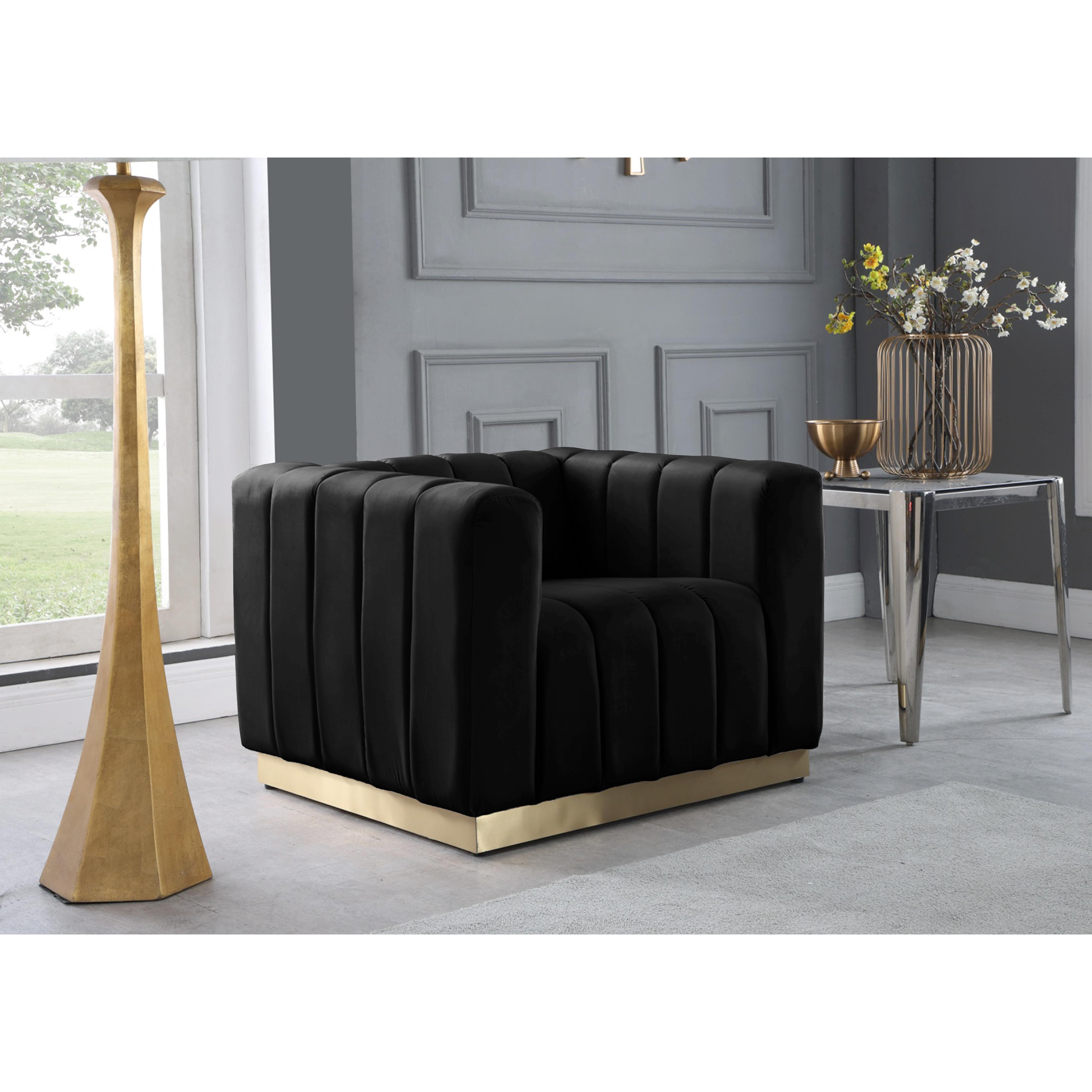 Meridian Marlon Black Velvet Chair