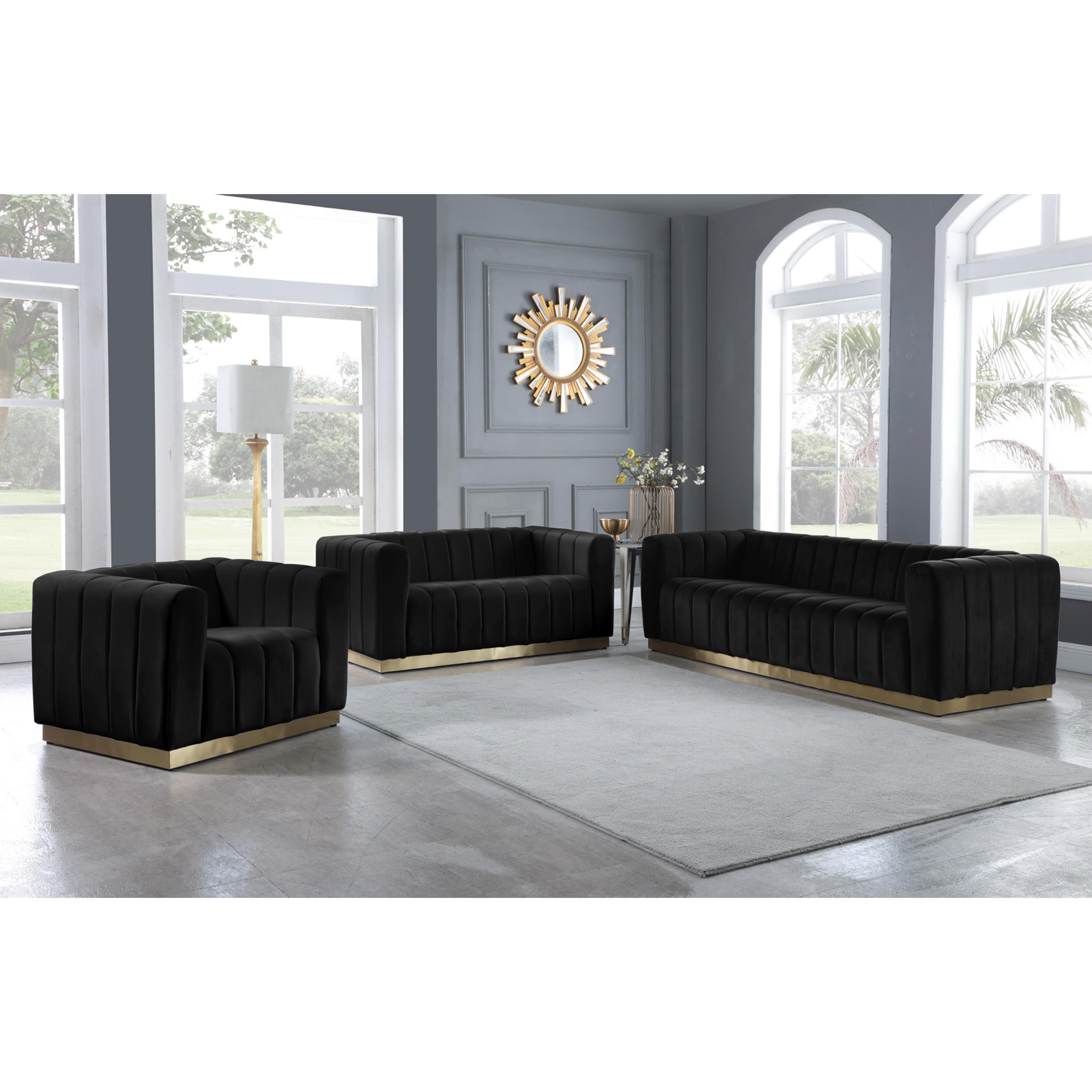 Meridian Marlon Black Velvet Chair