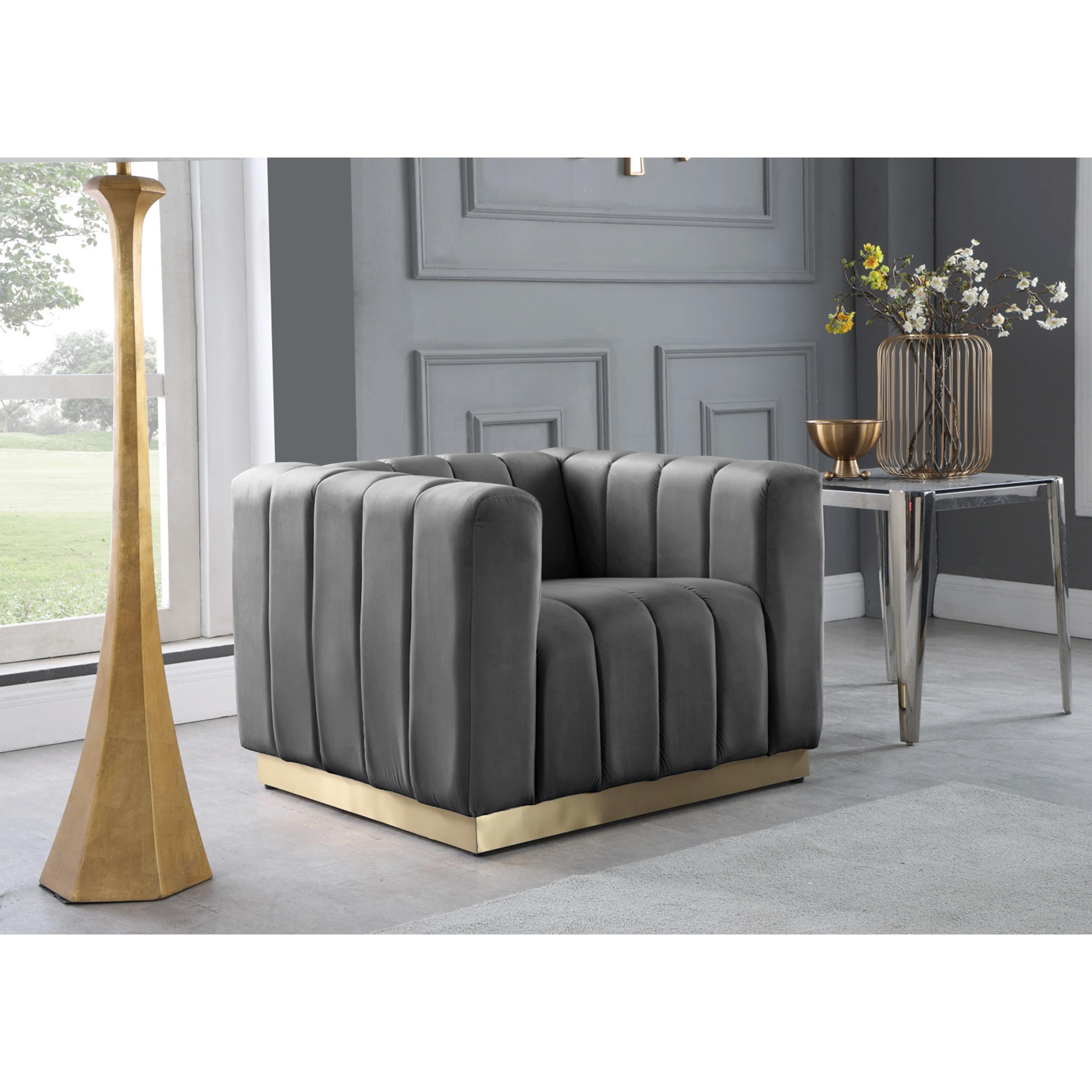 Meridian Marlon Grey Velvet Chair