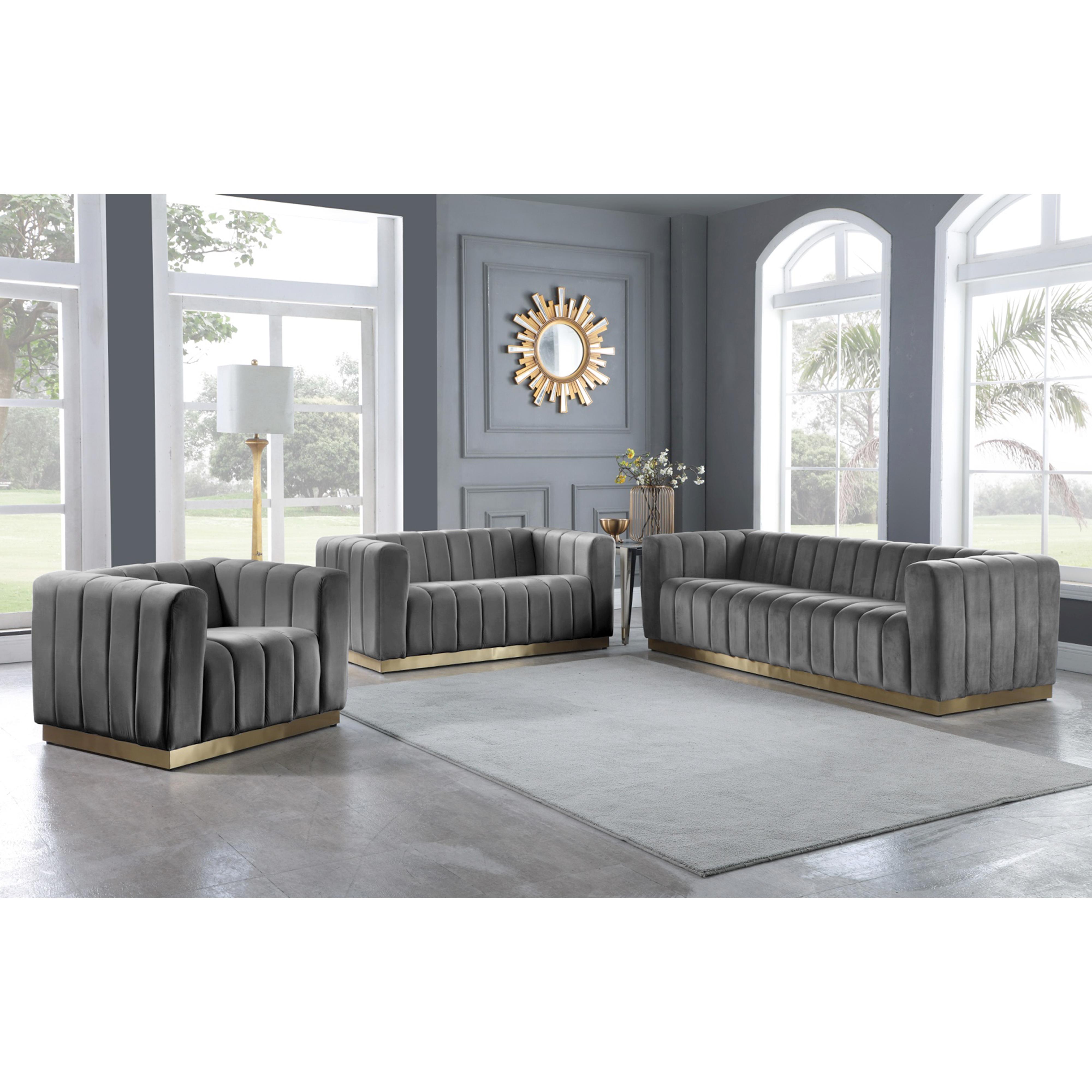 Meridian Marlon Grey Velvet Chair