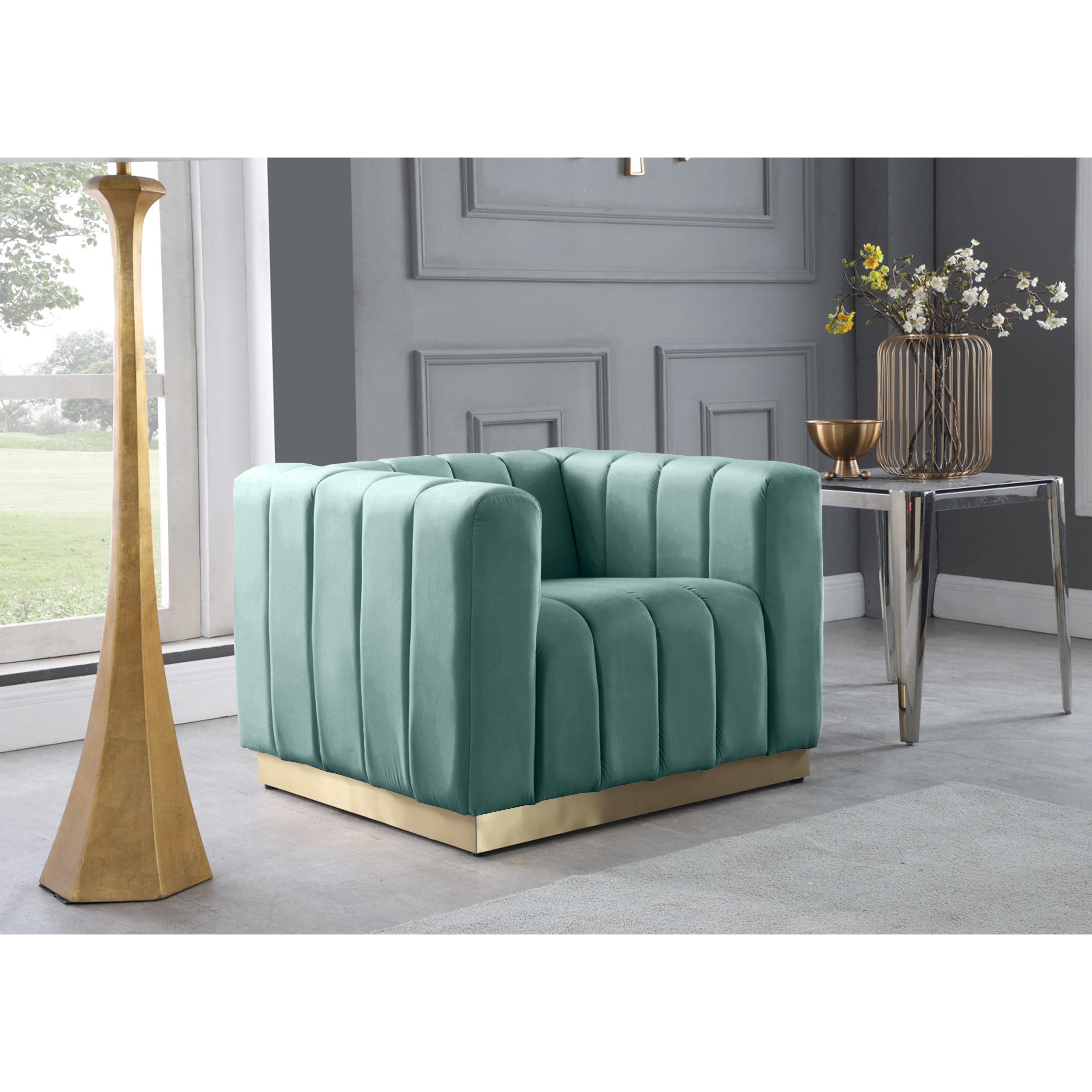 Meridian Marlon Mint Velvet Chair