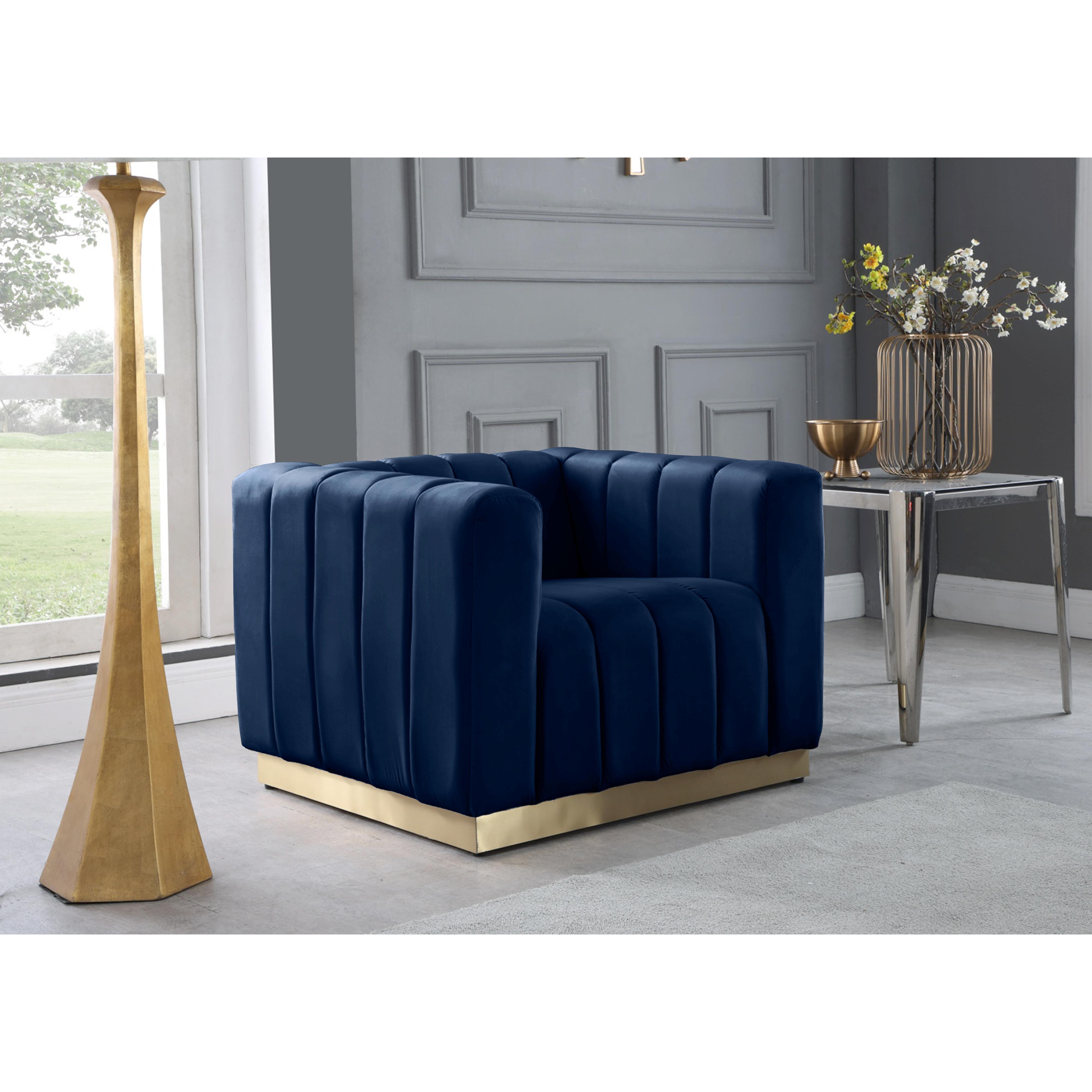 Meridian Marlon Navy Velvet Chair