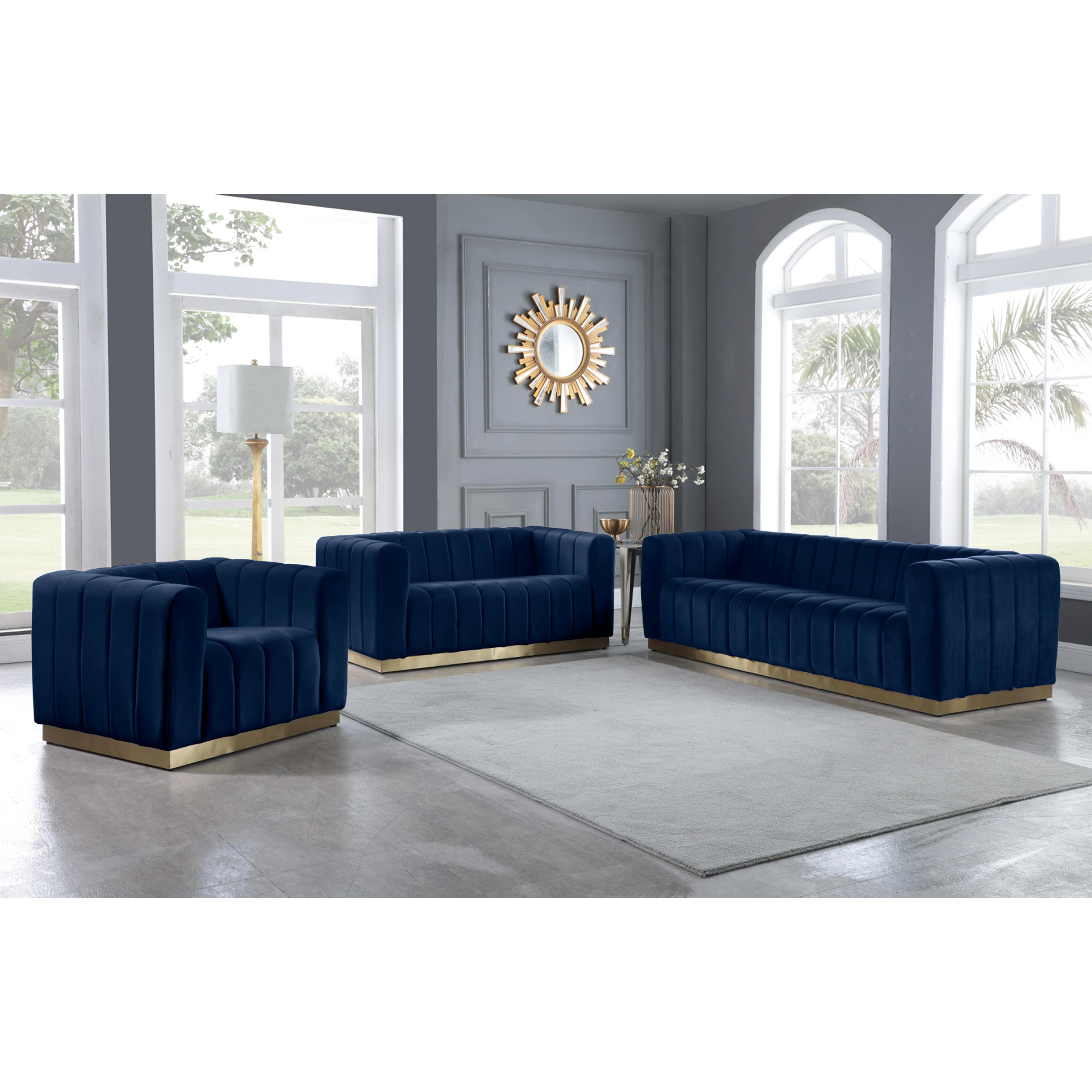 Meridian Marlon Navy Velvet Chair