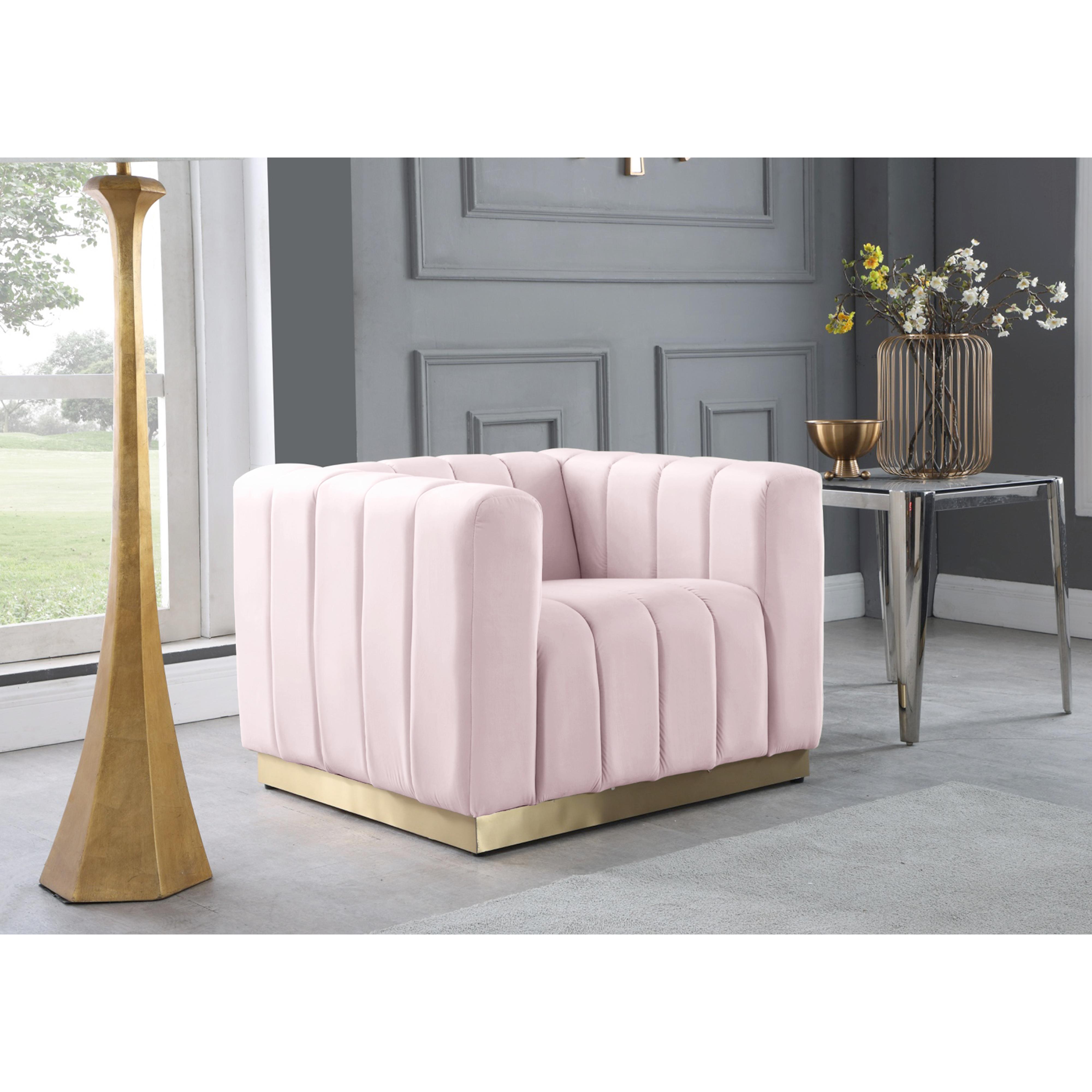 Meridian Marlon Pink Velvet Chair