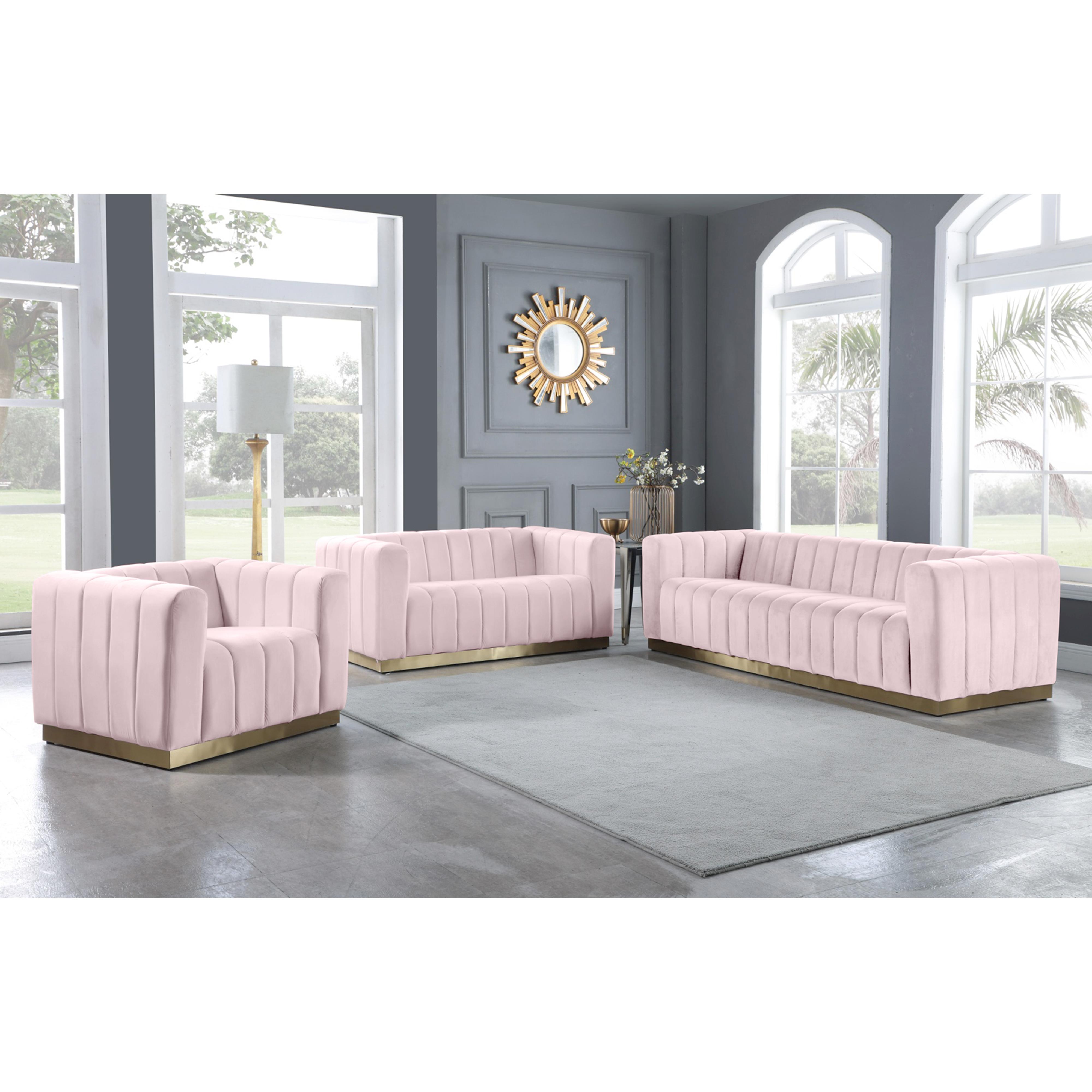 Meridian Marlon Pink Velvet Chair