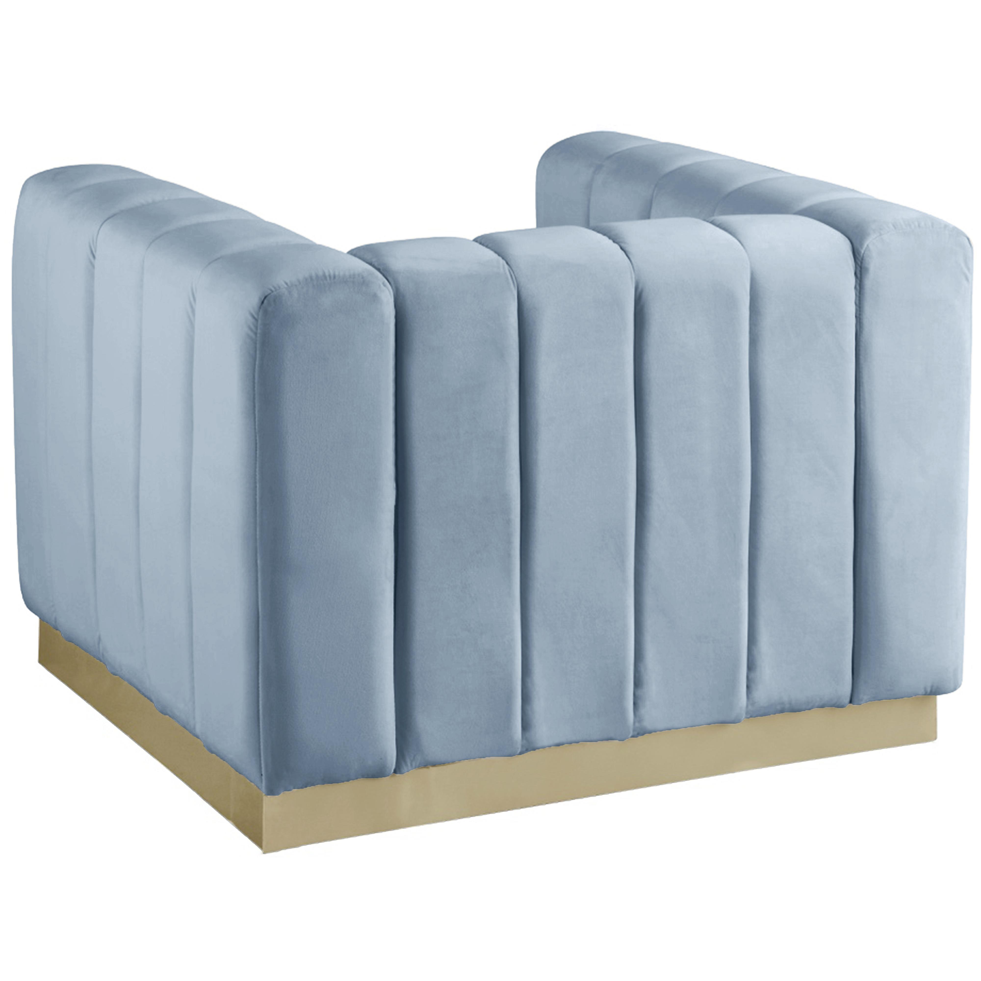 Meridian Marlon Sky Blue Velvet Chair