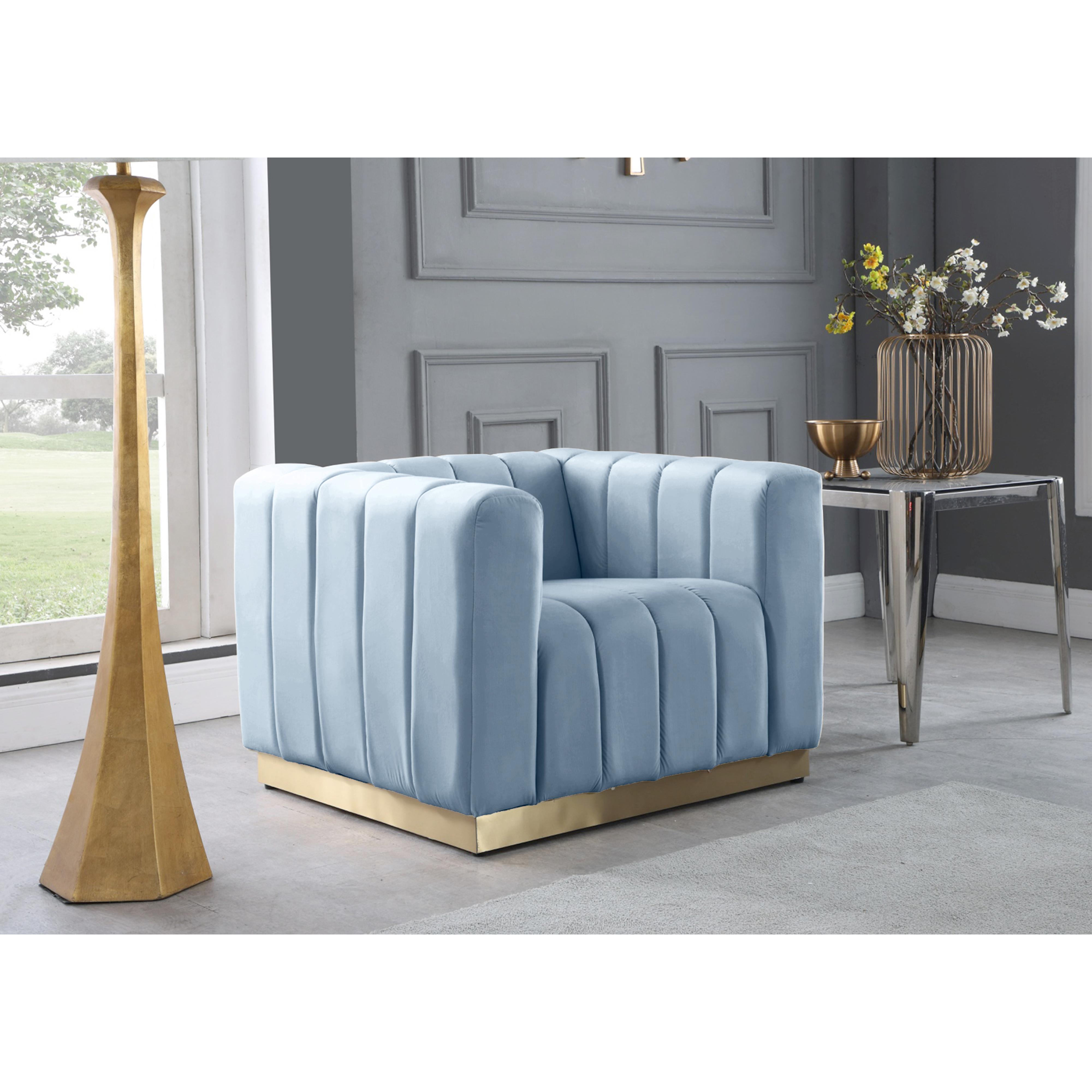 Meridian Marlon Sky Blue Velvet Chair