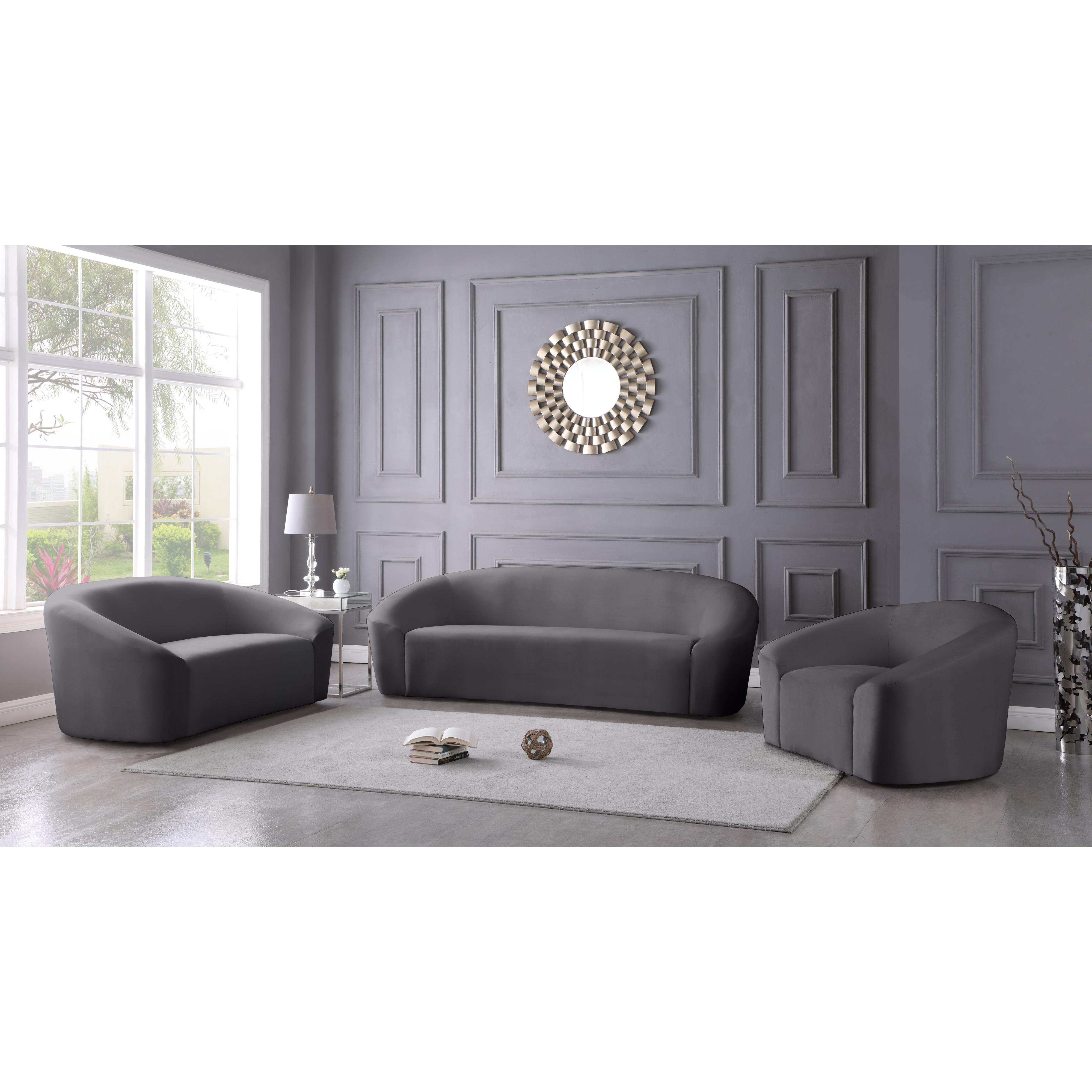 Meridian Riley Grey Velvet Chair