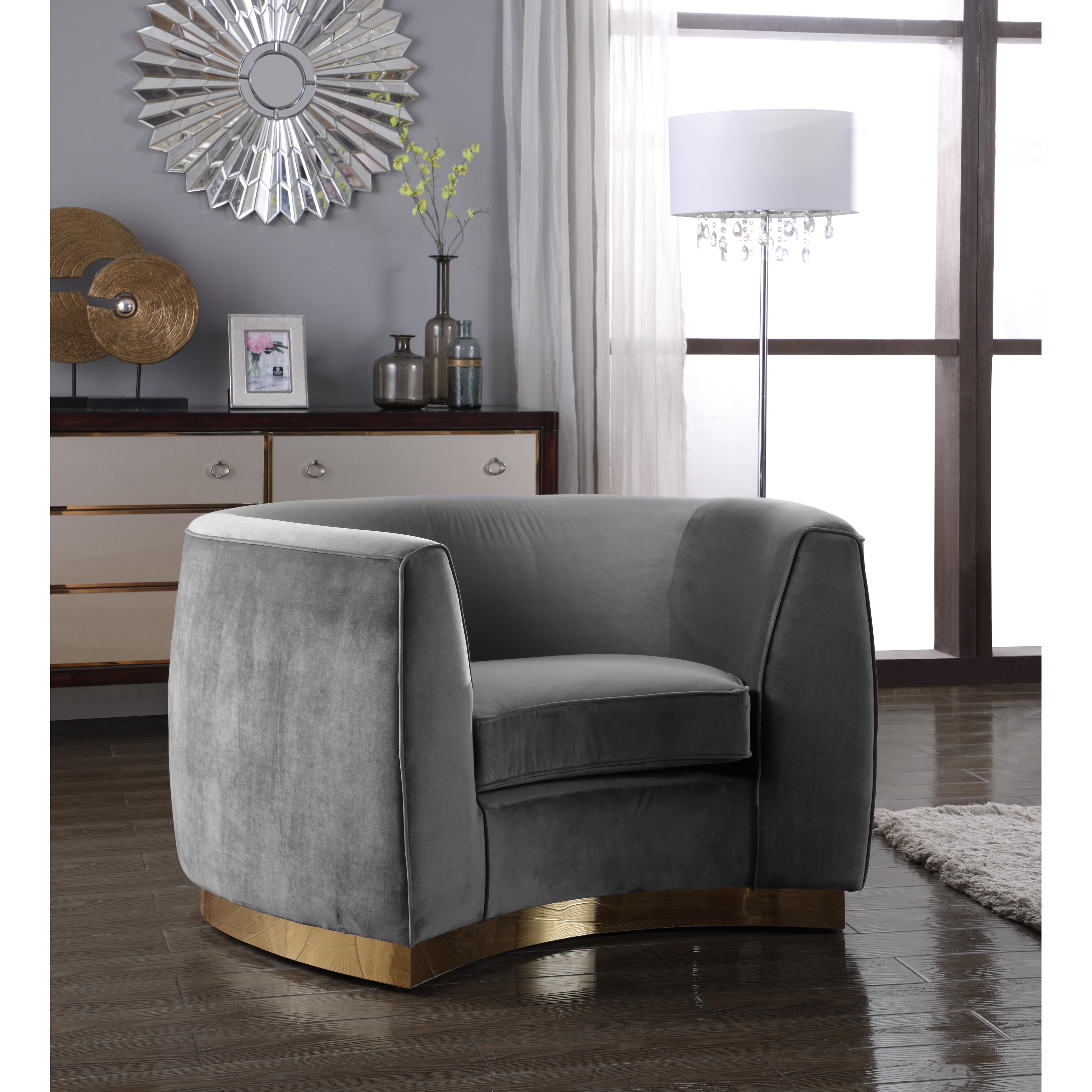 Meridian Julian Grey Velvet Chair