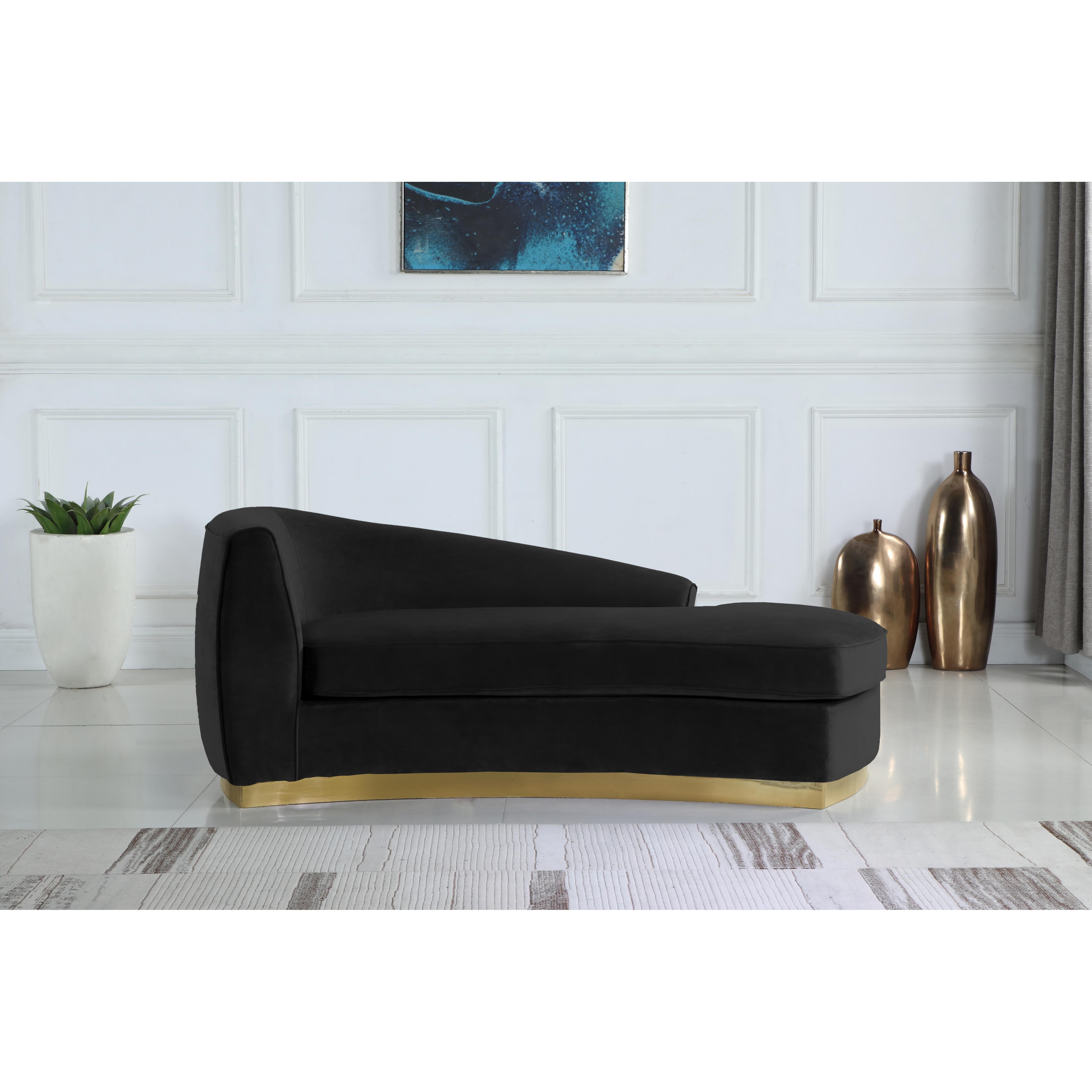 Meridian Julian Black Velvet Chaise